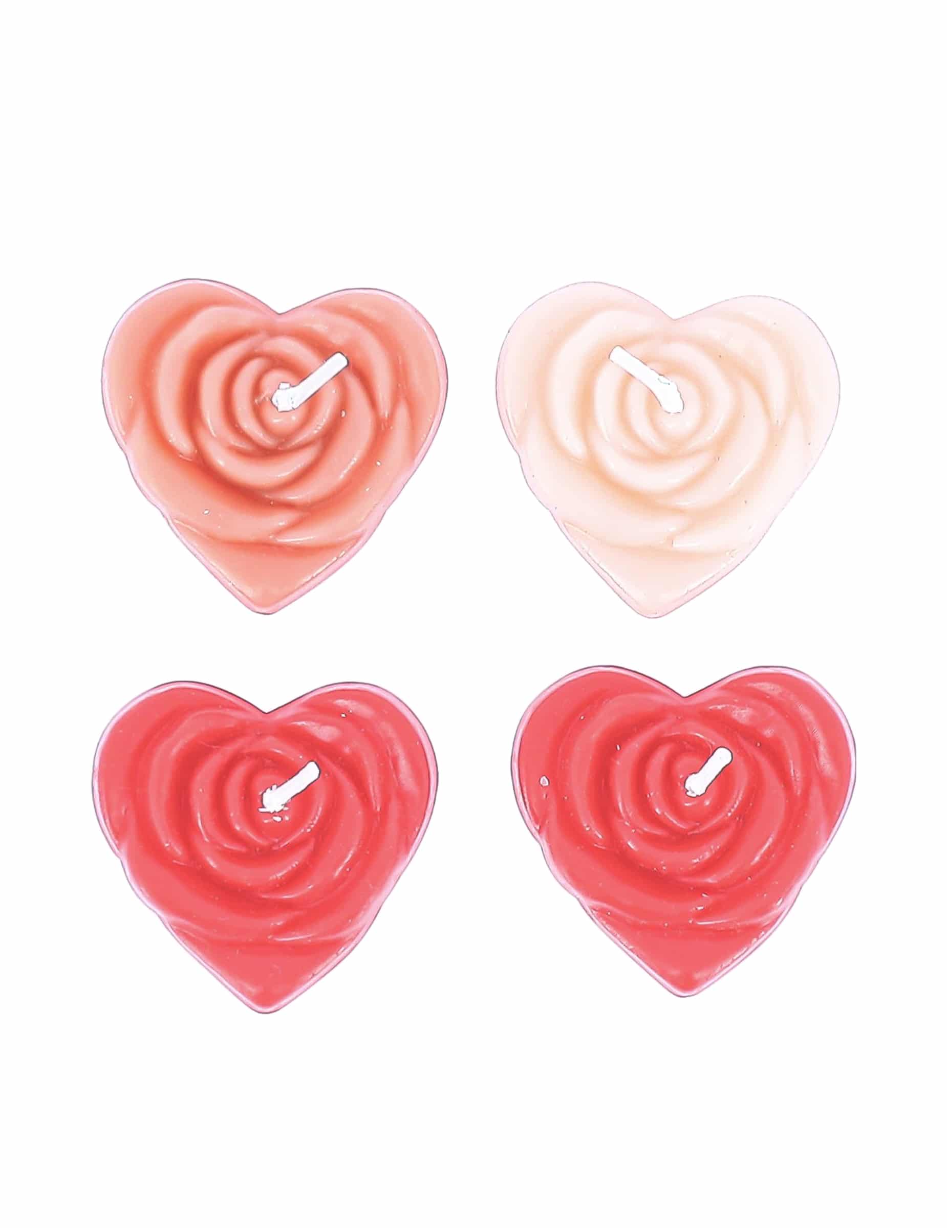4 Kerzen Herzform Pastellrosa