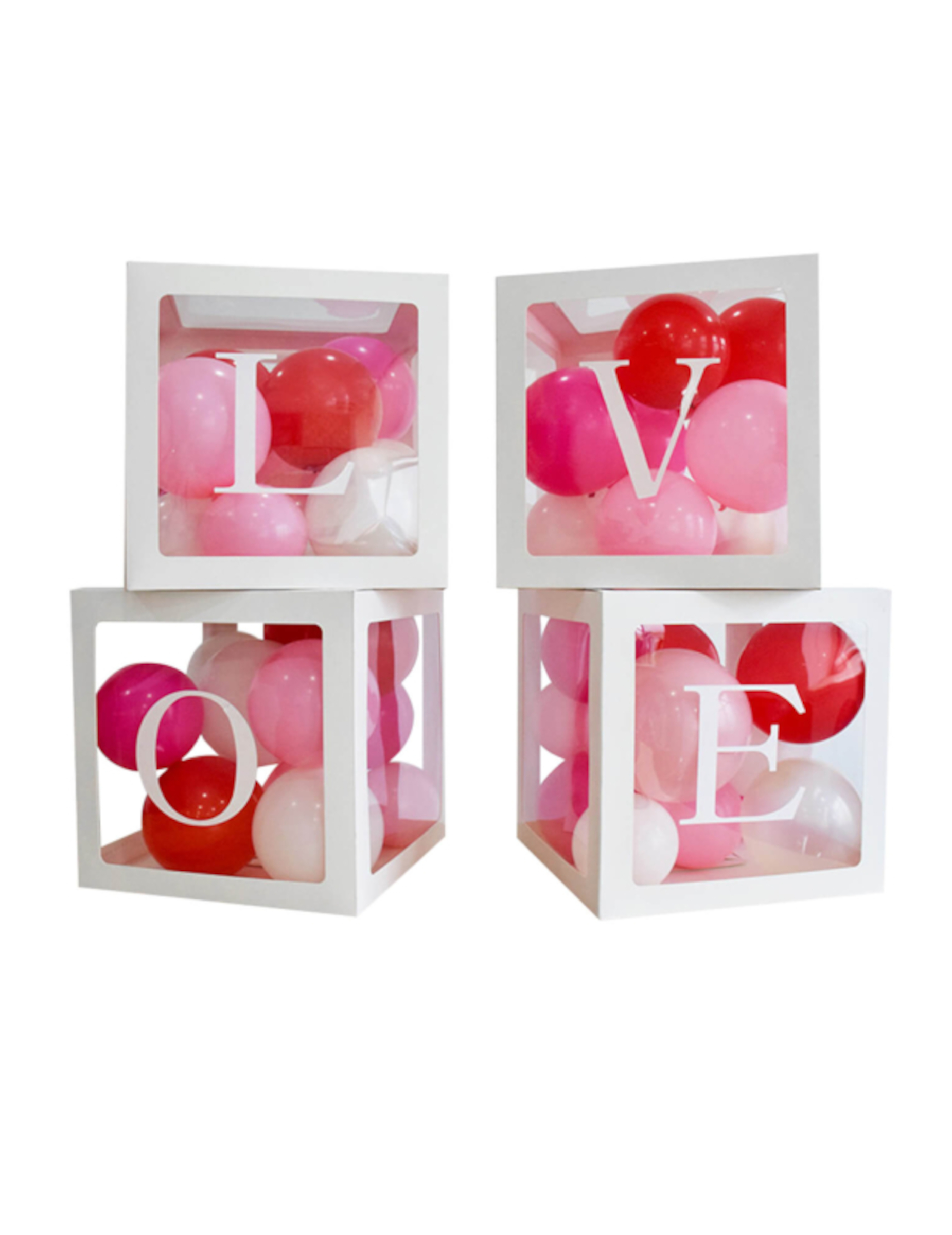 4 LOVE Ballon-Boxen aus Pappe 30 cm - Romantische Deko