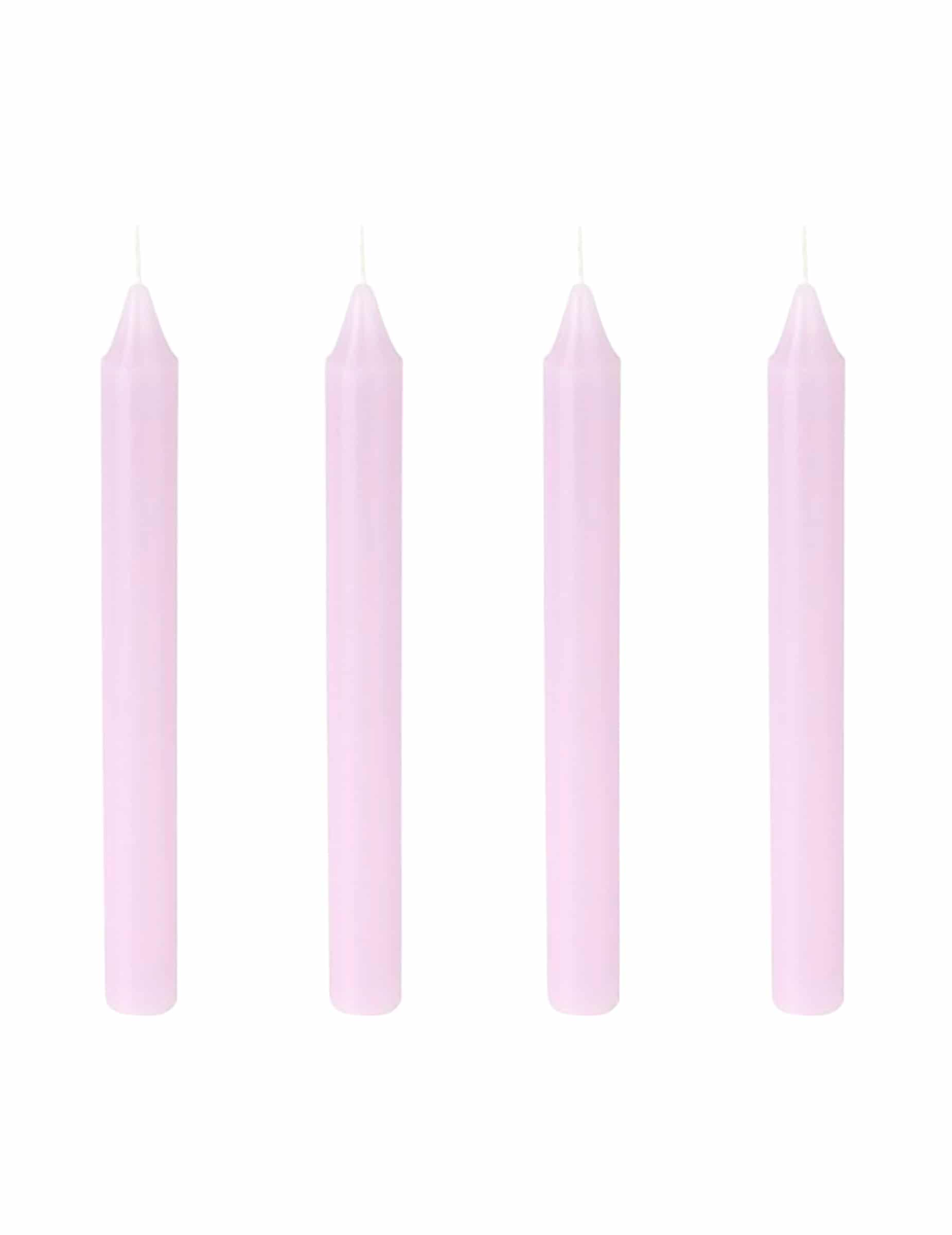 4 Lavendelfarbene Stabkerzen 20 cm