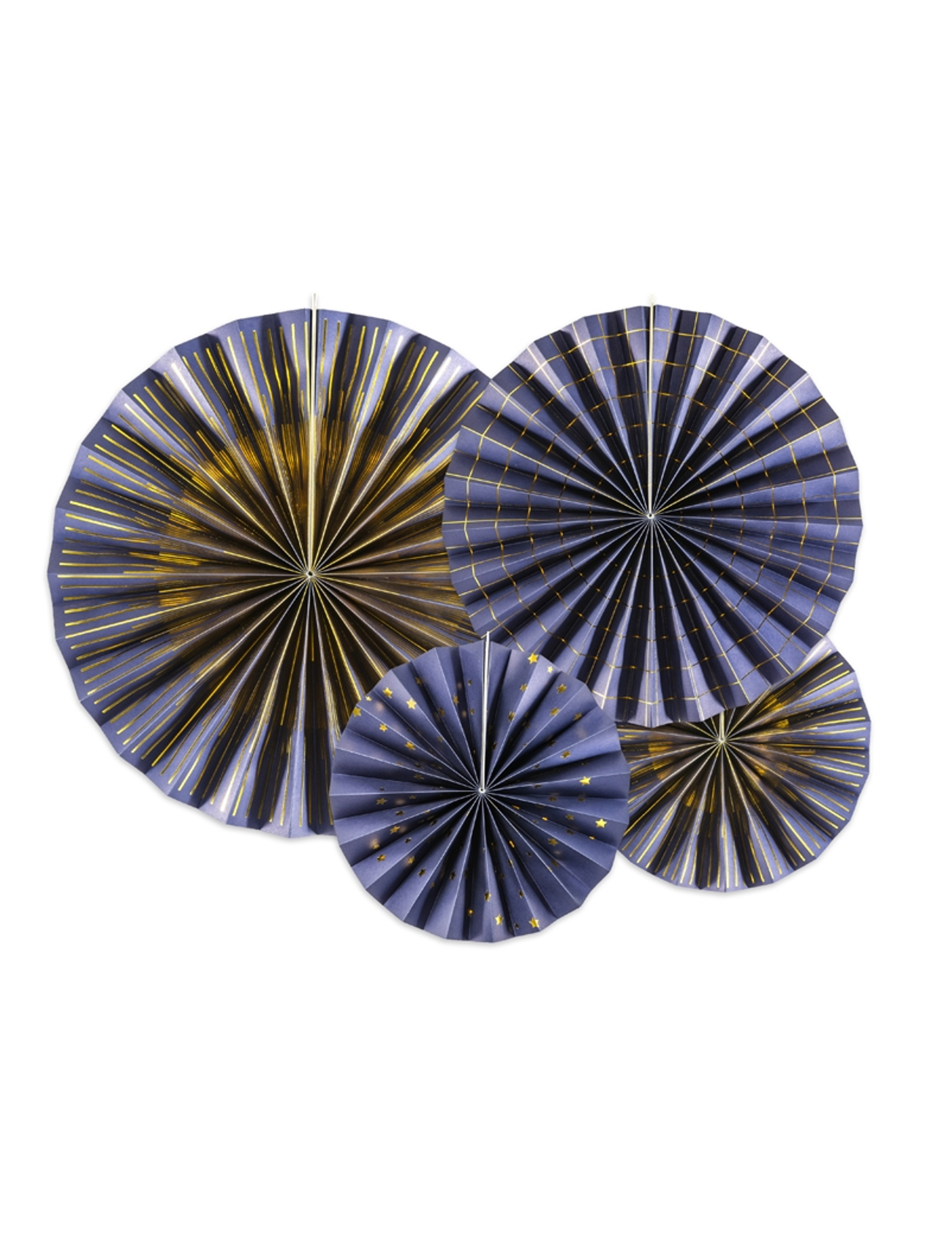 4 Papierfächer Marineblau Gold 23
