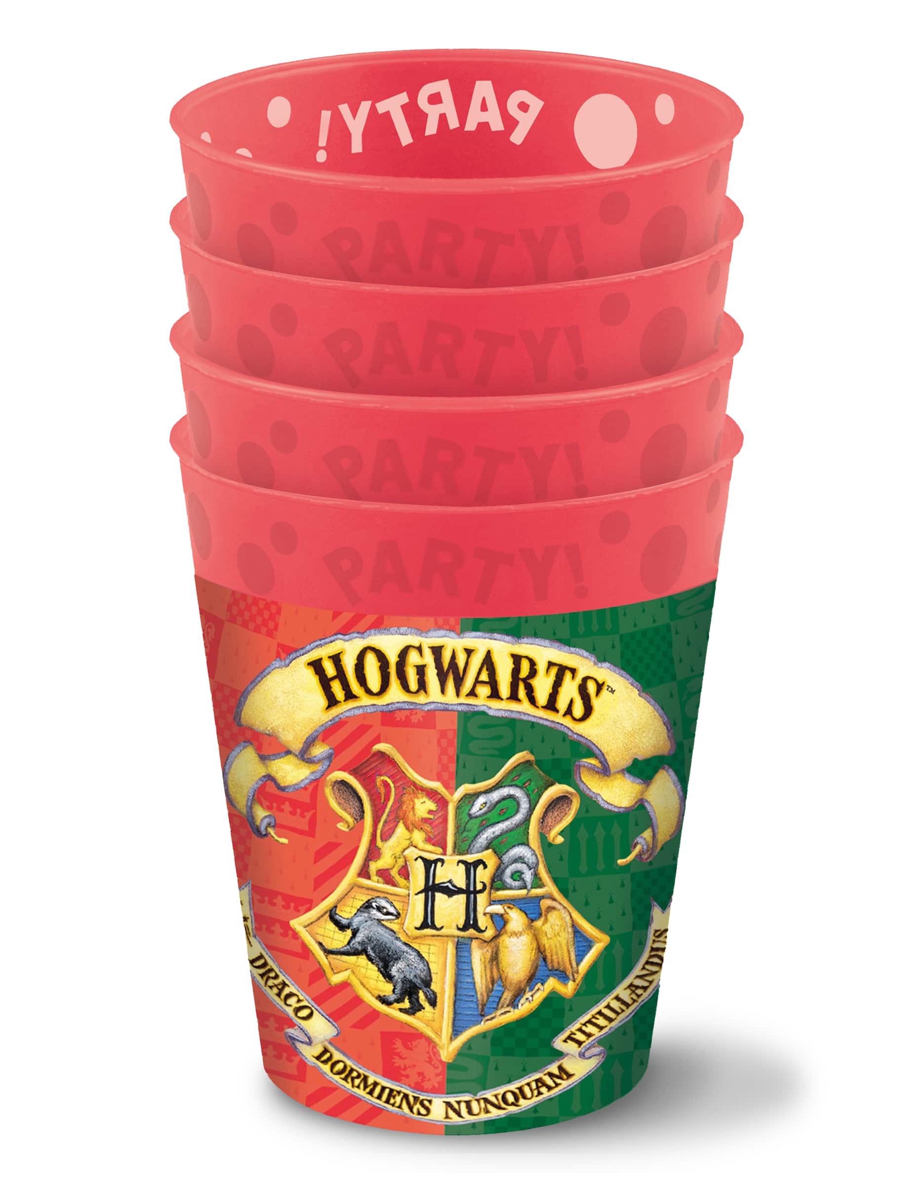 4 Partybecher Harry Potter Mehrweg rot