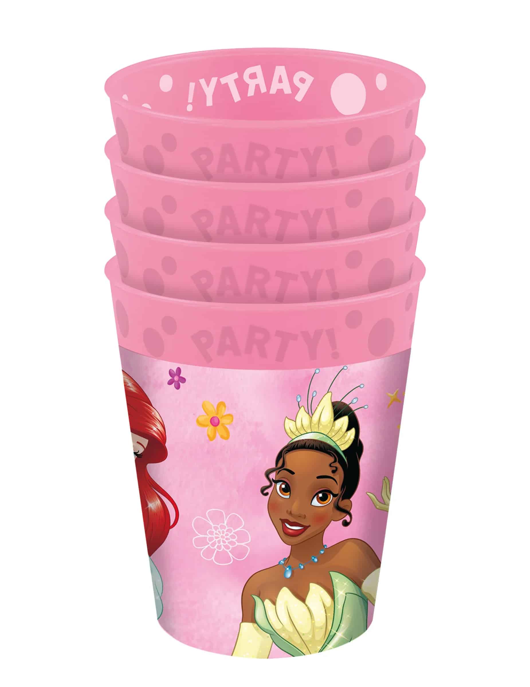 4 Partybecher Princesses Disney Mehrweg rosa 250ml