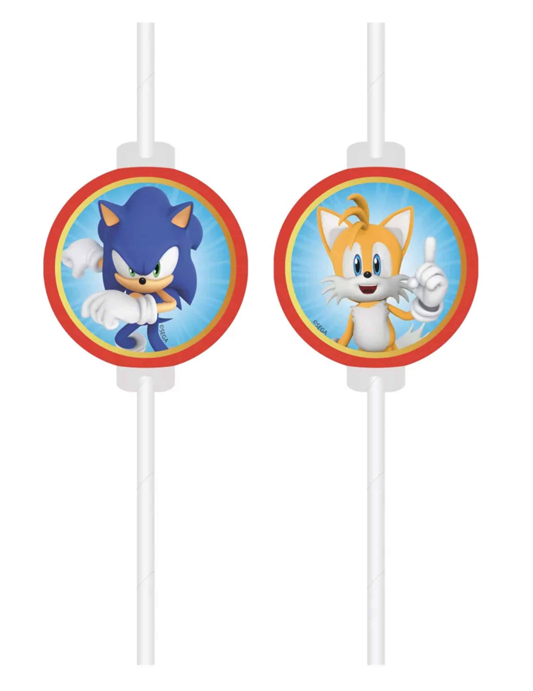 4 Sonic Trinkhalme mit Papier-Medaillon