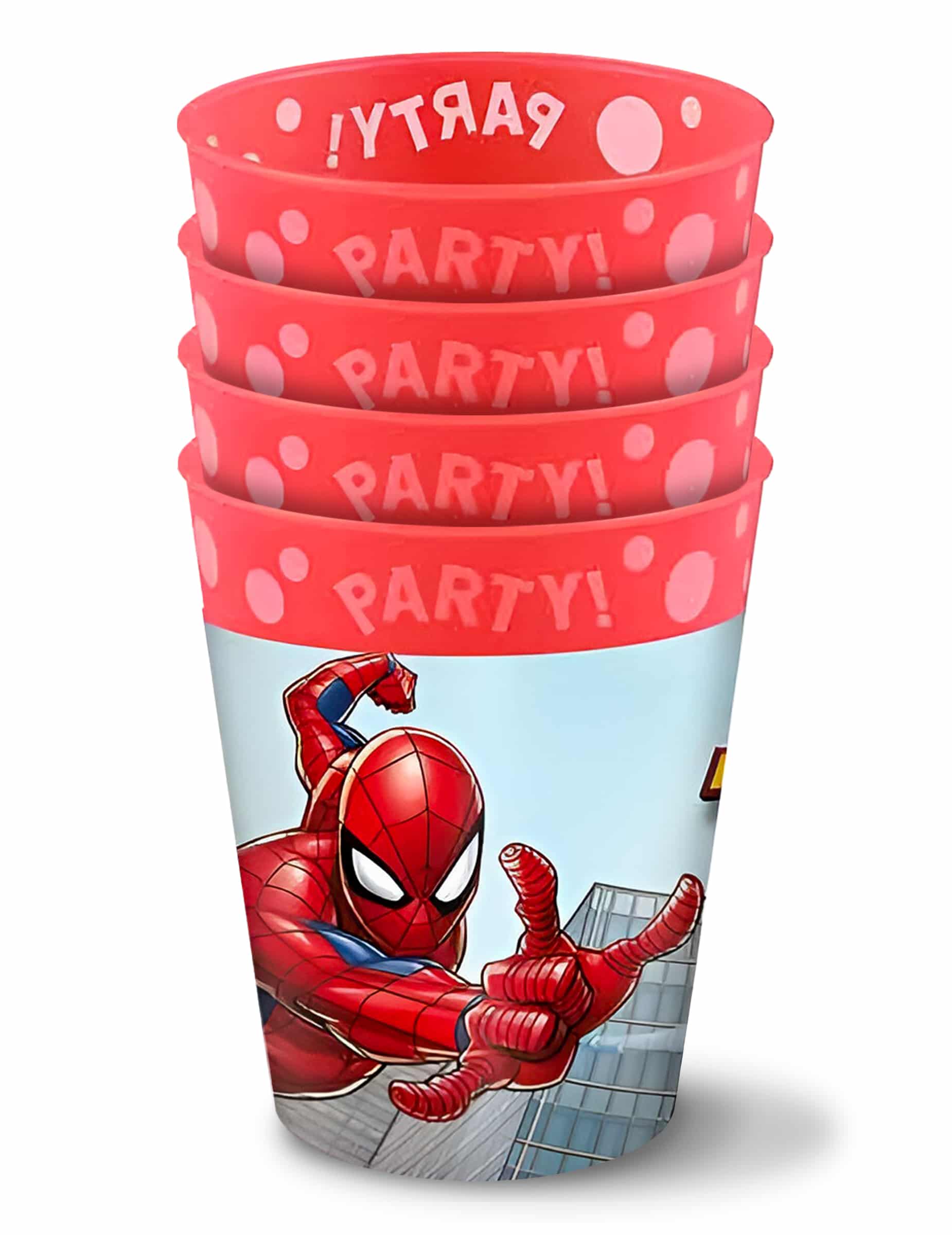 4 Wiedervwendbare Spiderman Becher 250ml