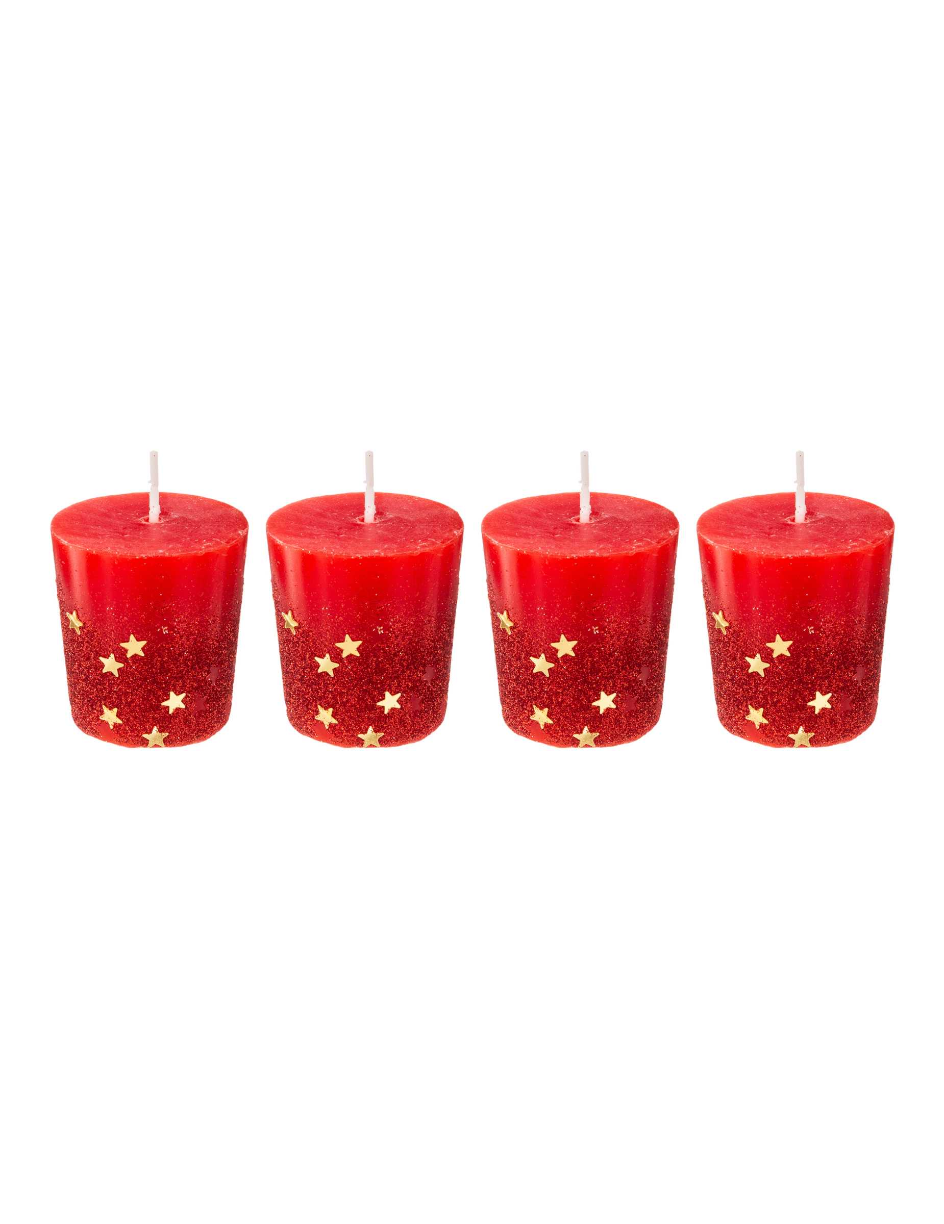 4 rote Kerzen mit goldenen Sternen 4