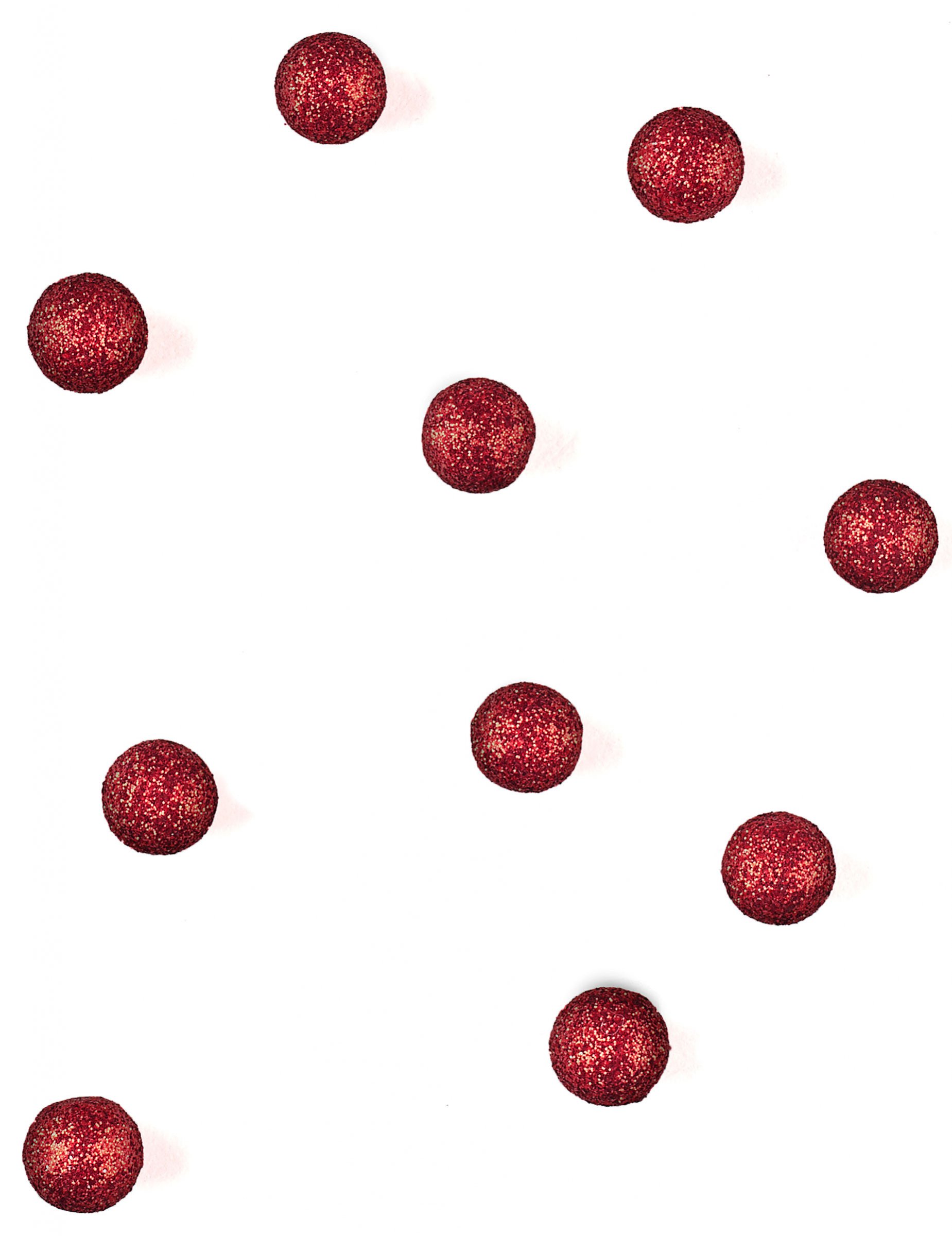 40 rote Glitzer-Dekokugeln 10 mm aus Schaumstoff