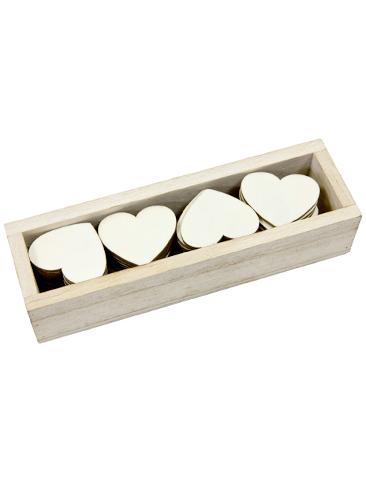 48 Holzherzen Streudeko Box 4 cm