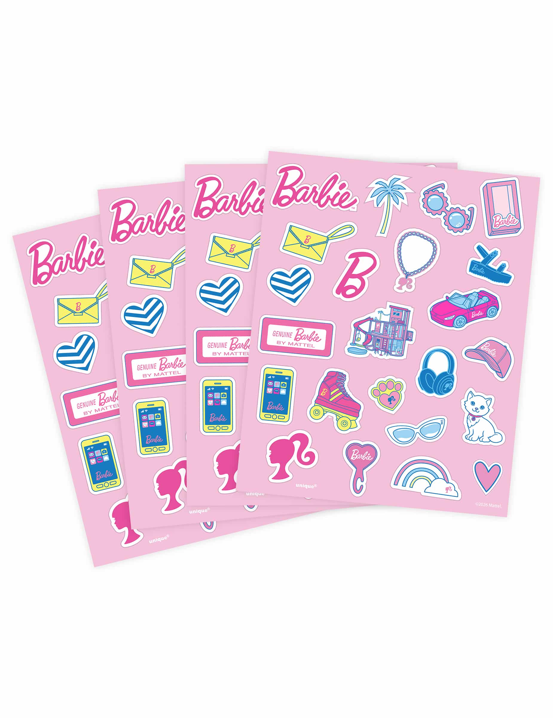 4er-Set Barbie Stickerbögen - Bunte Aufkleber