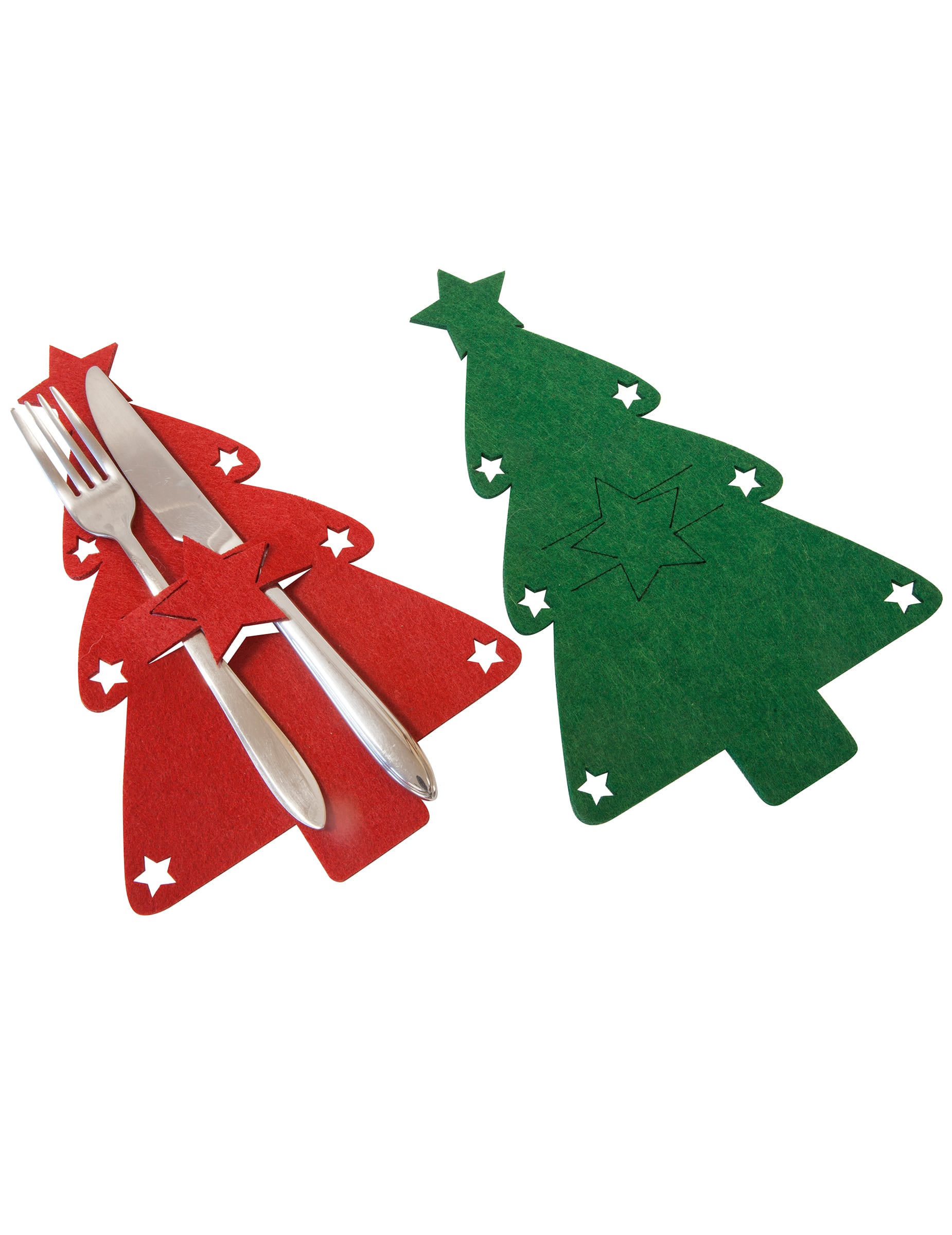 4er Set Filz-Bestecktaschen Tannenbaum 26 cm Weihnachtsdeko