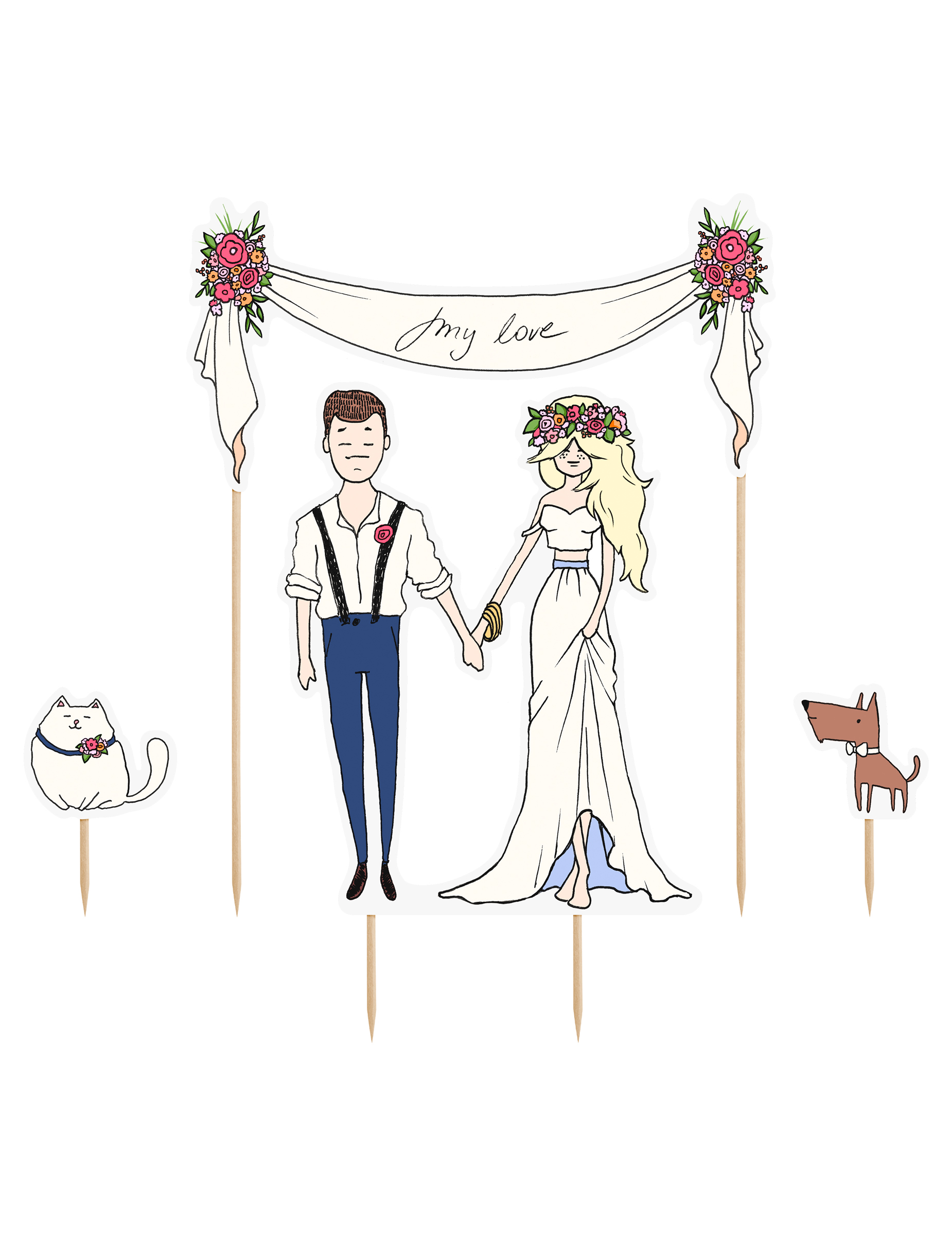 4er-Set Kuchenstecker Hochzeit Boho 8 - 23