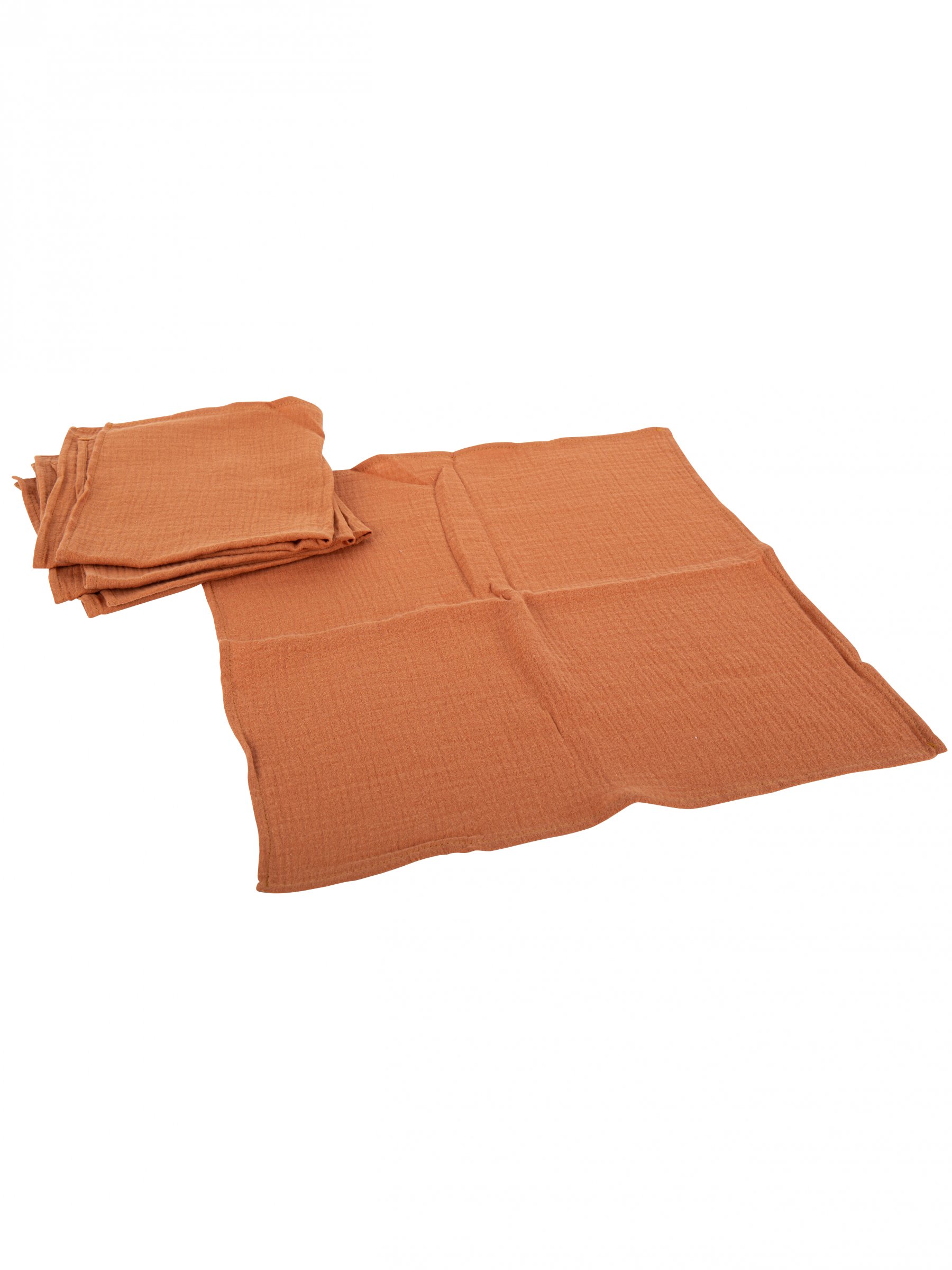 4er Set Stoffservietten aus Baumwoll-Gaze Terrakotta 40 x 40 cm