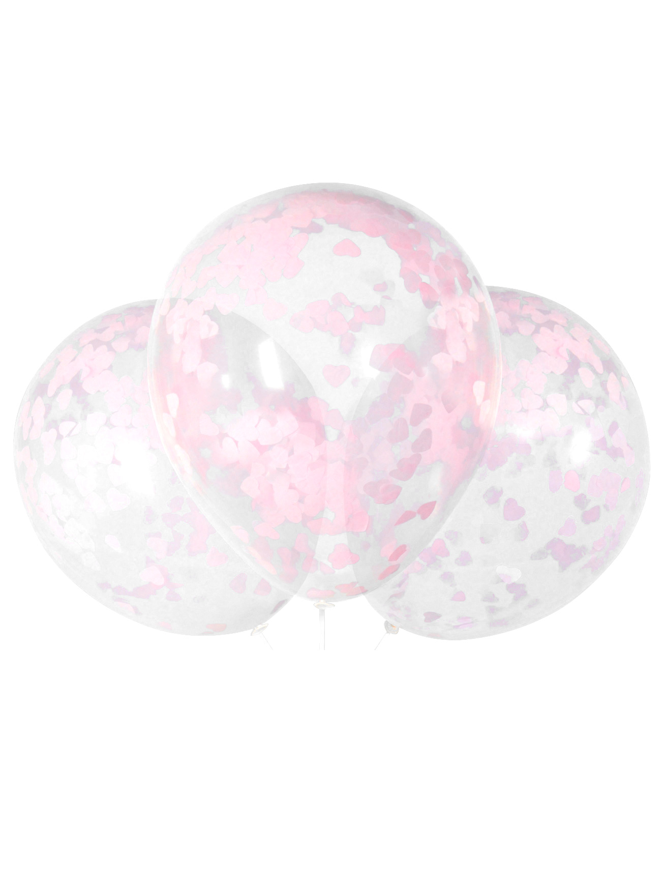 5 Konfetti Ballons Herzen Rosa 40 cm