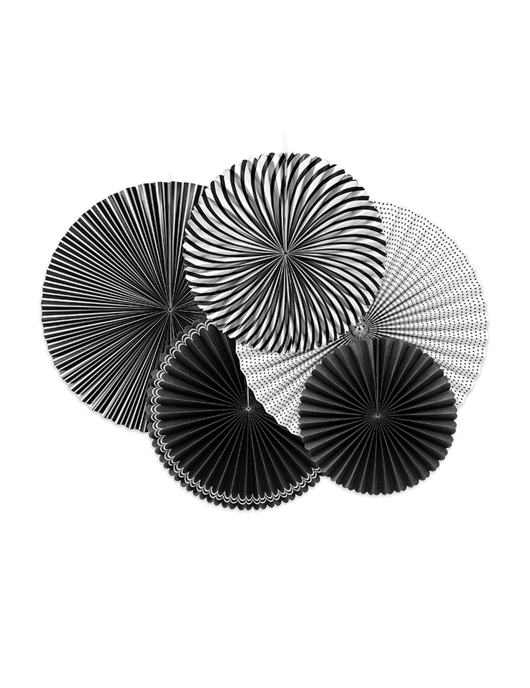 5 Papierfächer-Set Schwarz + Weiß 25