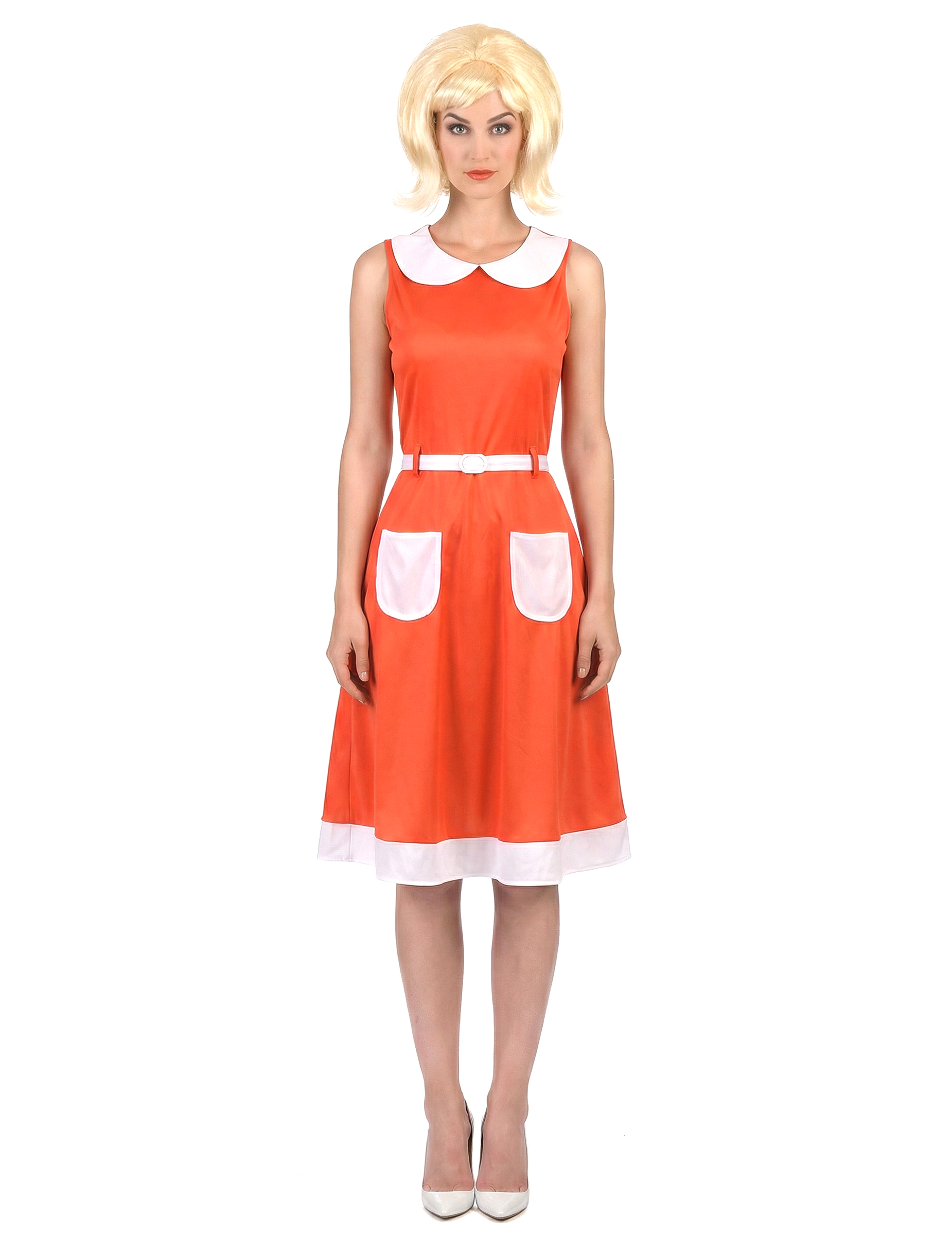 50er-Jahre-Kleid Retro-Outfit rot-weiss