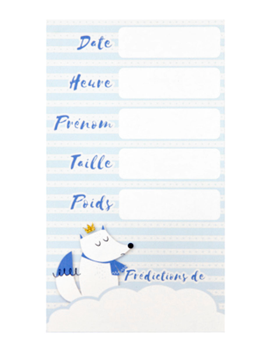 6 Baby Shower Tippkarten Blau 7 x 12