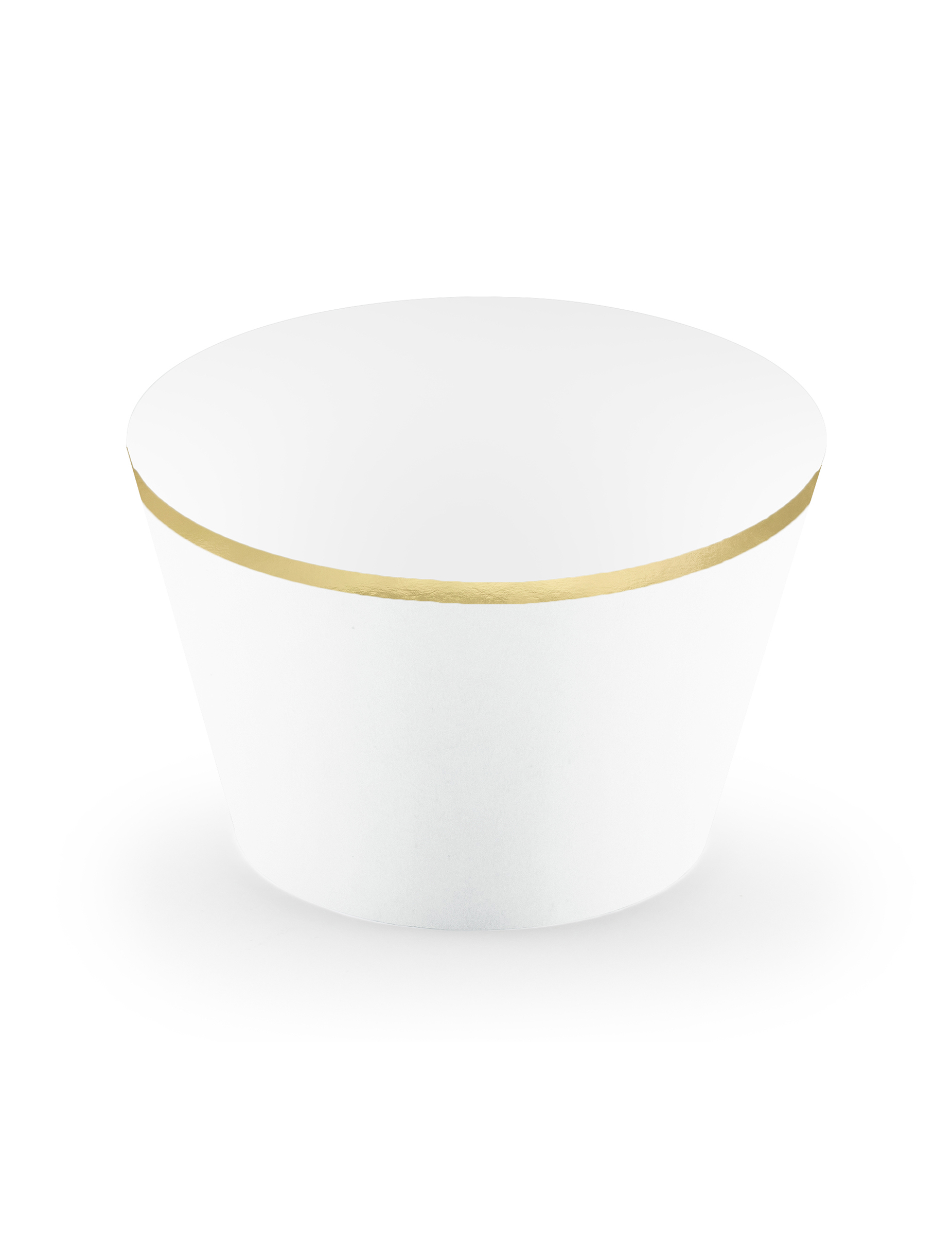 6 Cupcake-Manschetten aus Papier in Weiß und Gold für Hochzeiten