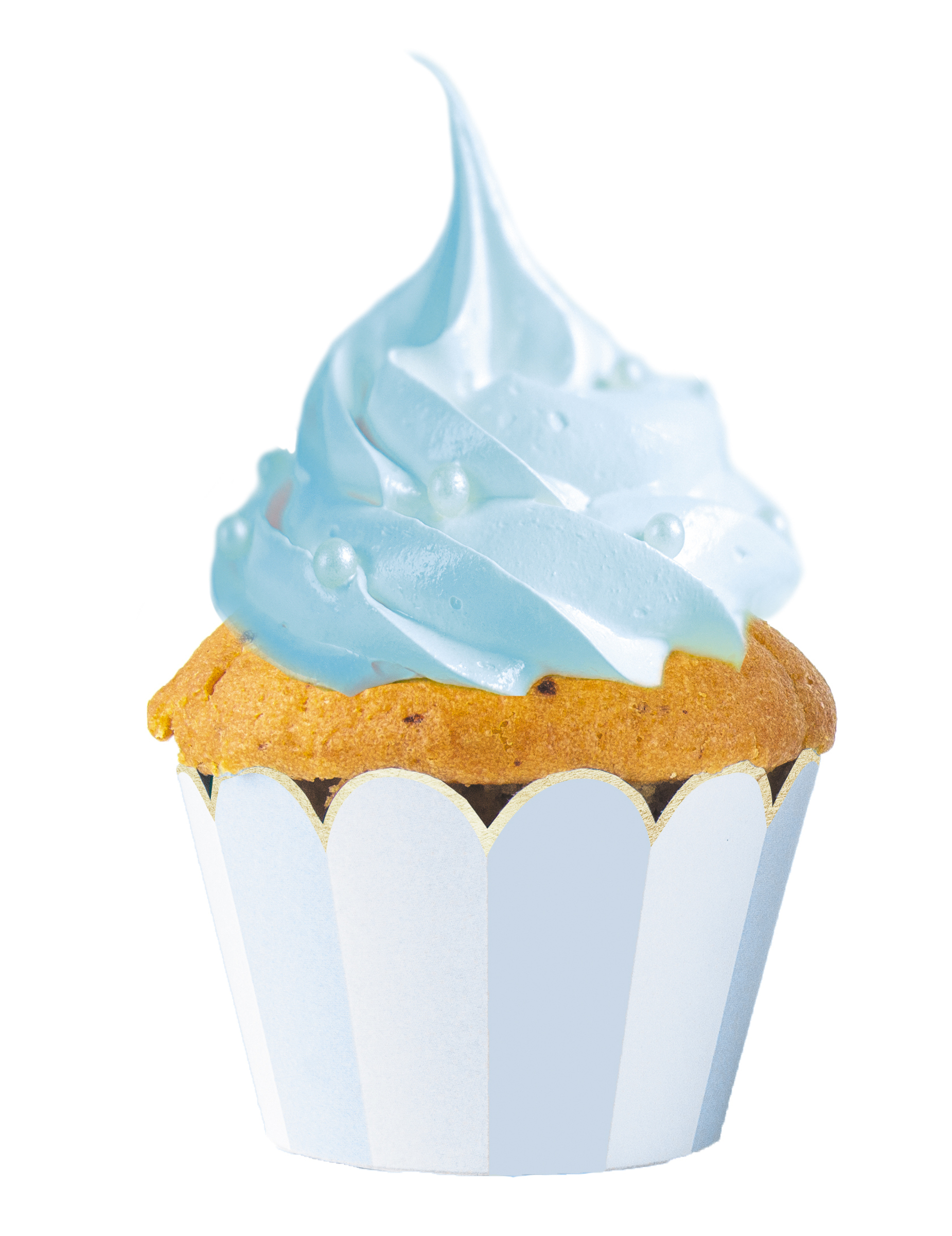 6 Cupcake Wrapper Blau Weiß für Muffins