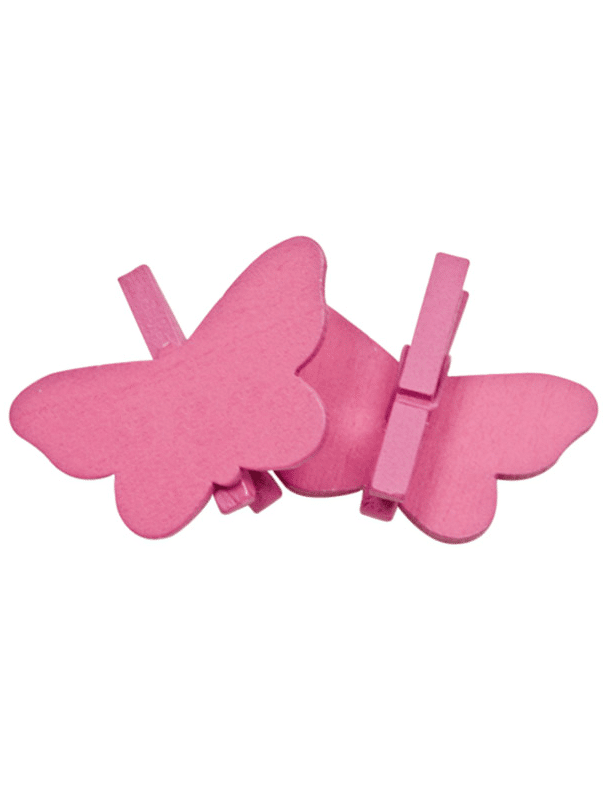6 Deko Schmetterlinge auf Klammer Fuchsia