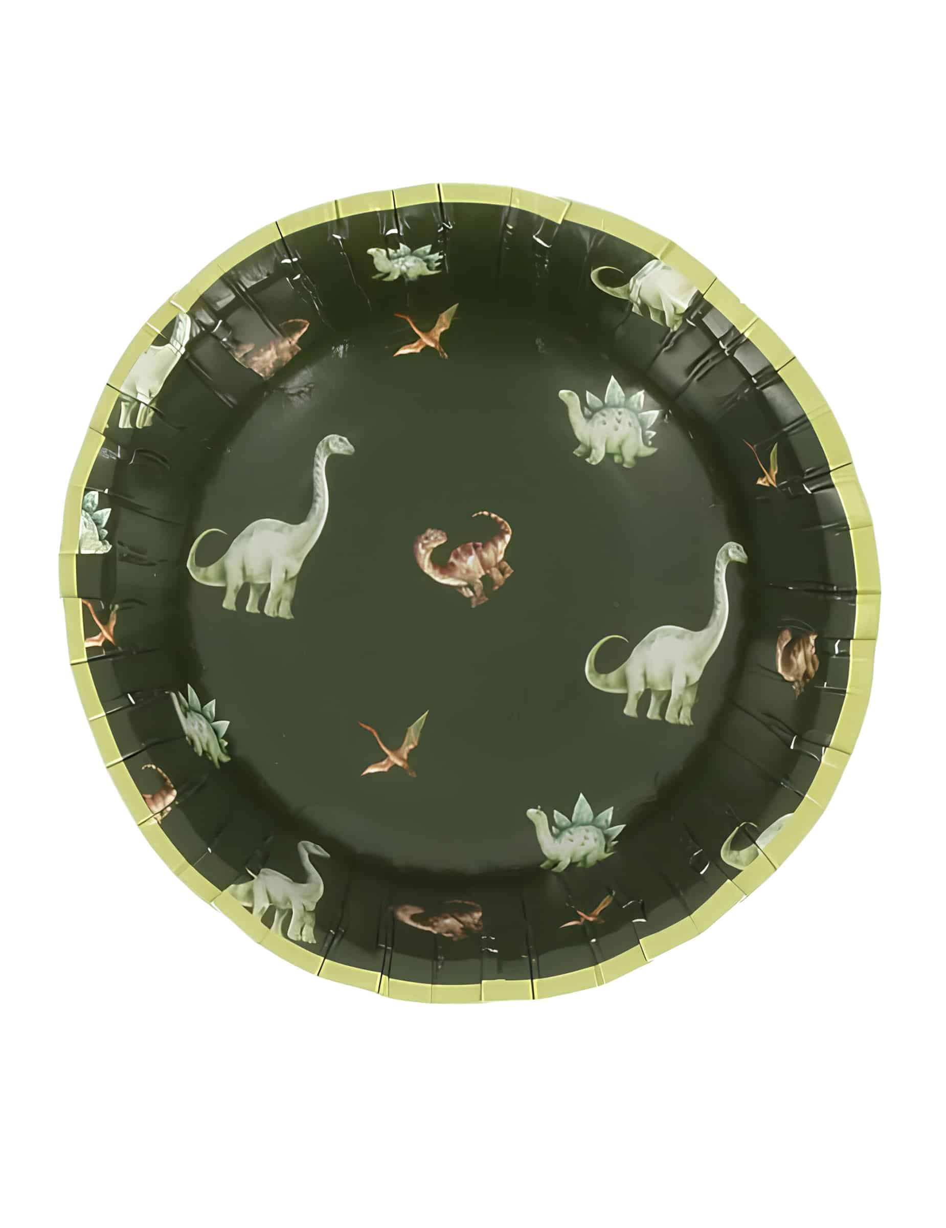 6 Dinosaurier-Pappschüsseln in Grün 13 cm für Kindergeburtstag