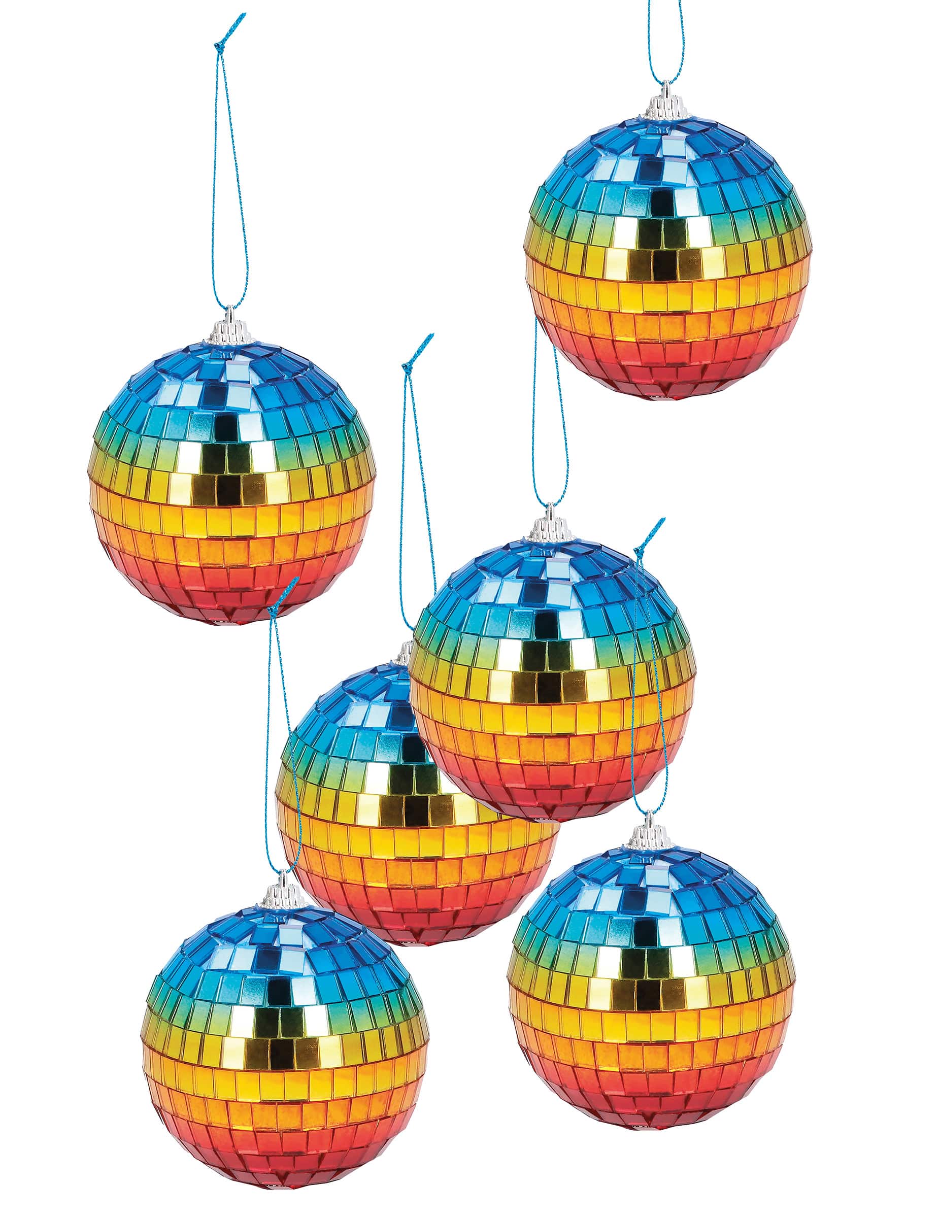 6 Discokugeln im Regebogen Design