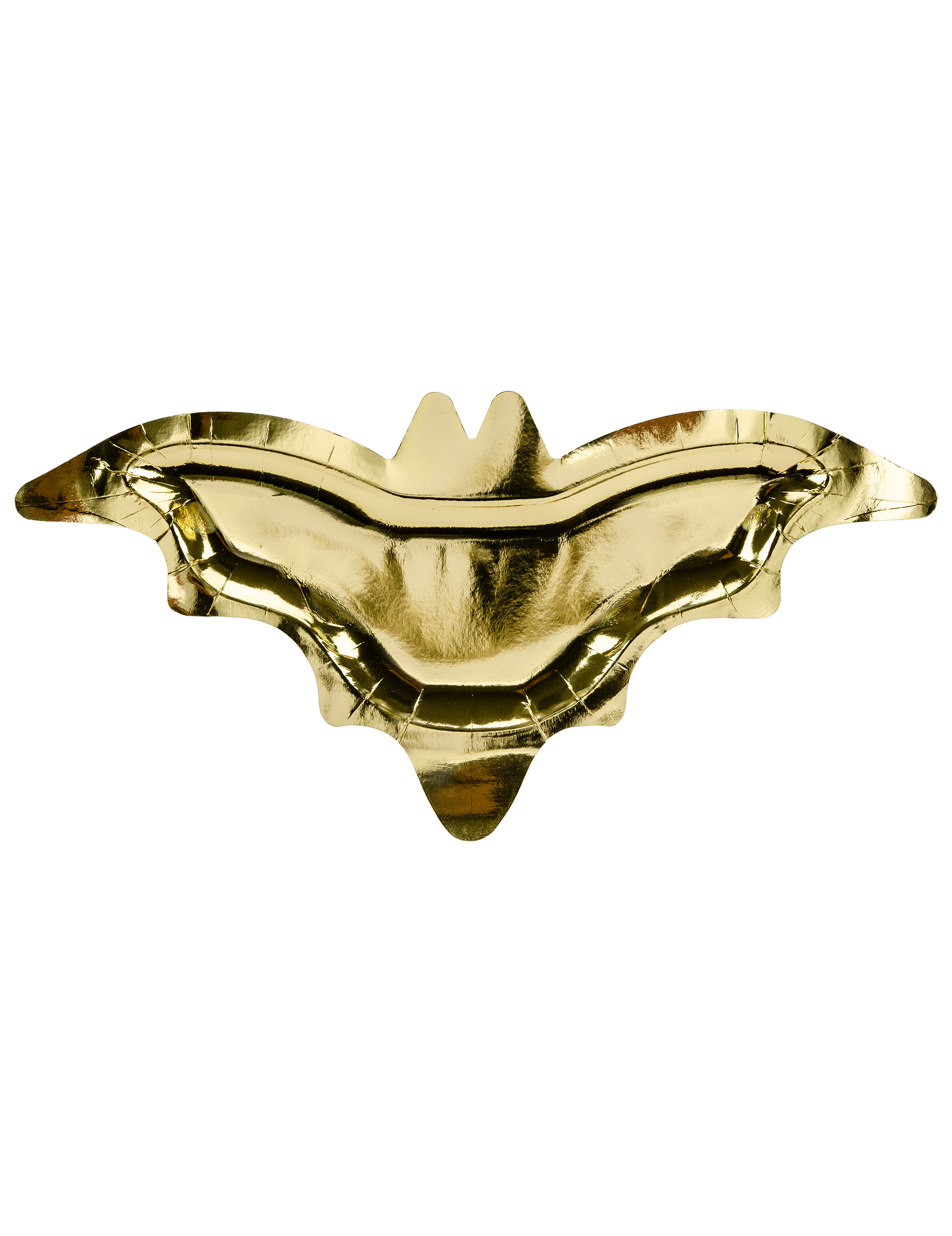 6 Fledermaus-Pappteller in Metallic-Gold für Halloween