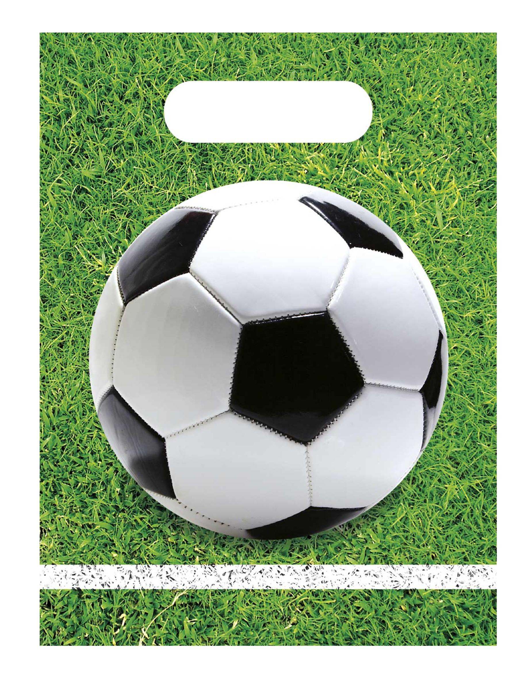6 Fußball Party-Geschenktüten aus Kunststoff 23 x 16 cm