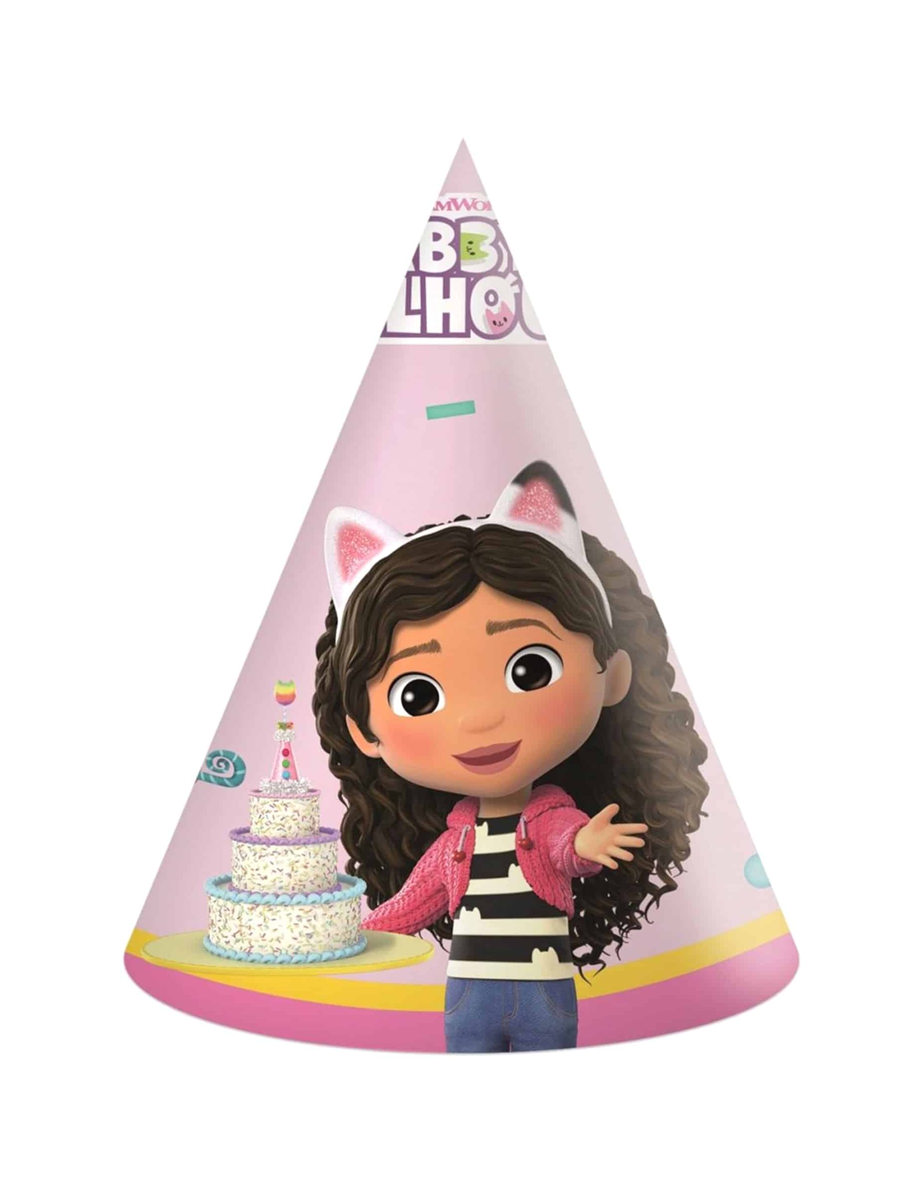 6 Gabby's Dollhouse Partyhüte aus Pappe