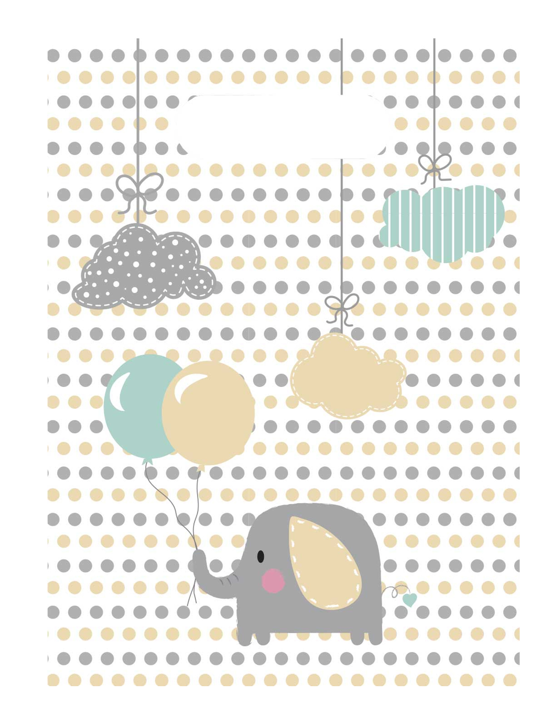 6 Geschenktüten Elefant Baby Grau und Minze