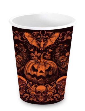 6 Halloween Becher Kürbismotif 240 ml