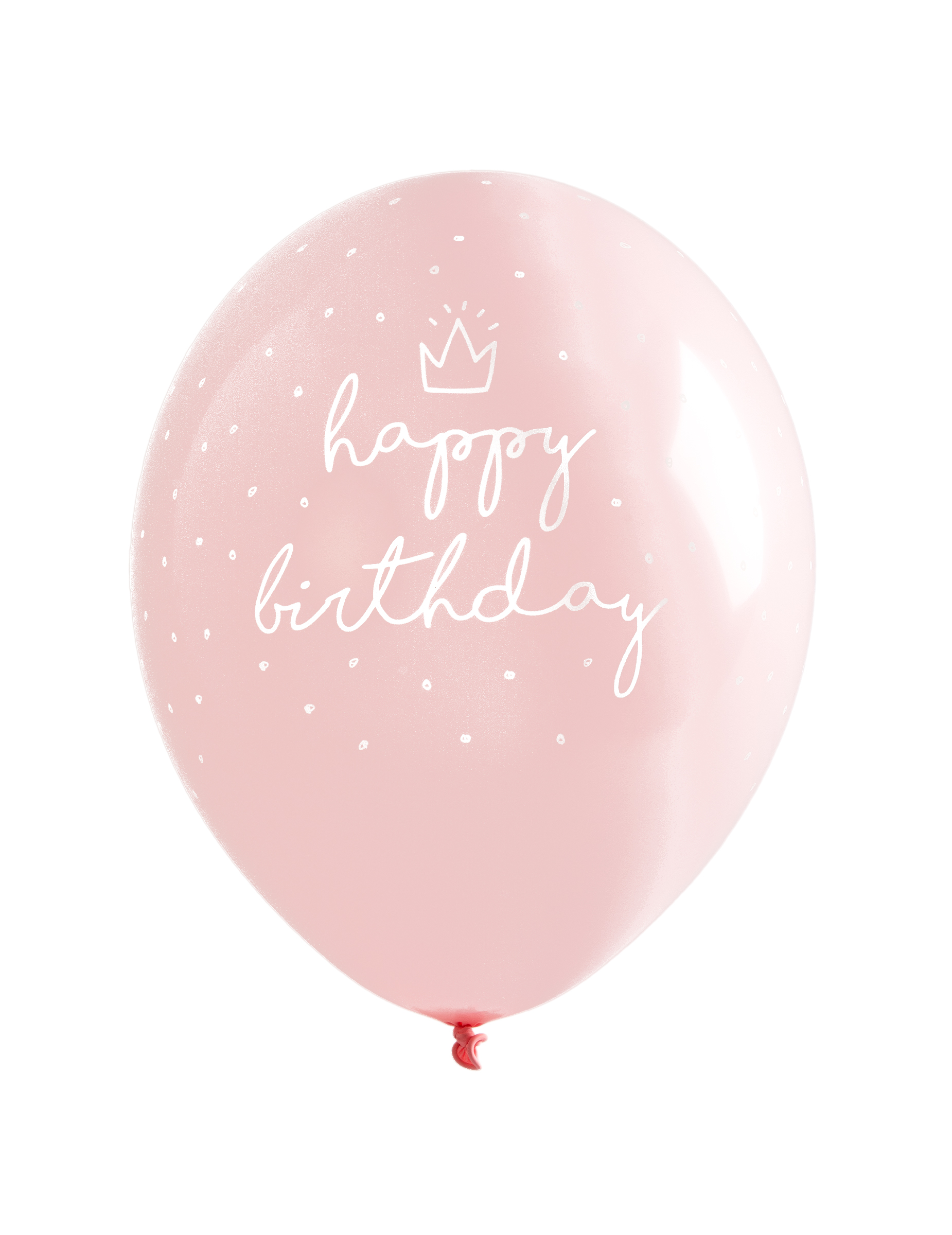6 Happy Birthday Luftballons pink 30cm mit weißen Punkten
