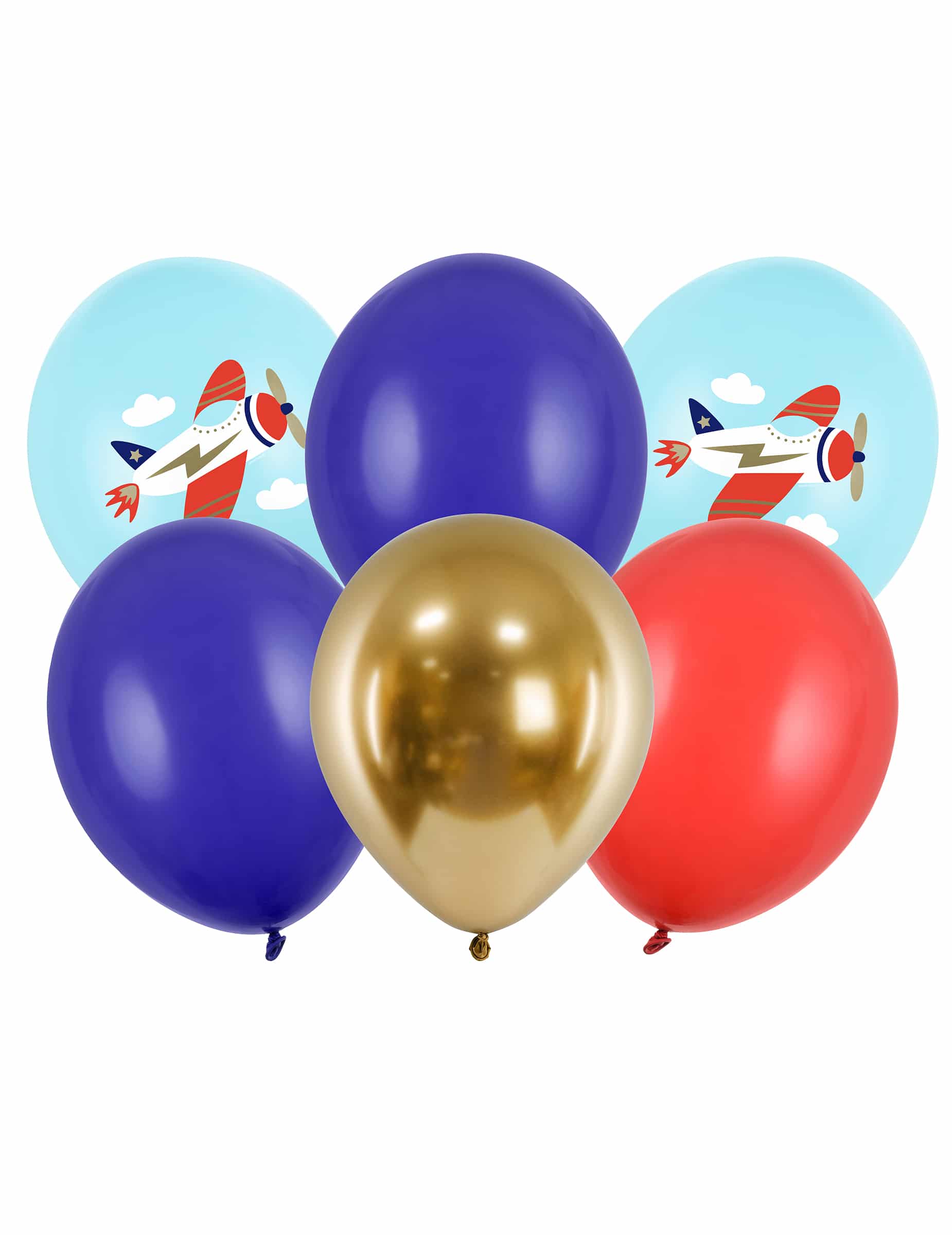 6 "Kleines Flugzeug" Luftballons 30 cm für Kindergeburtstag