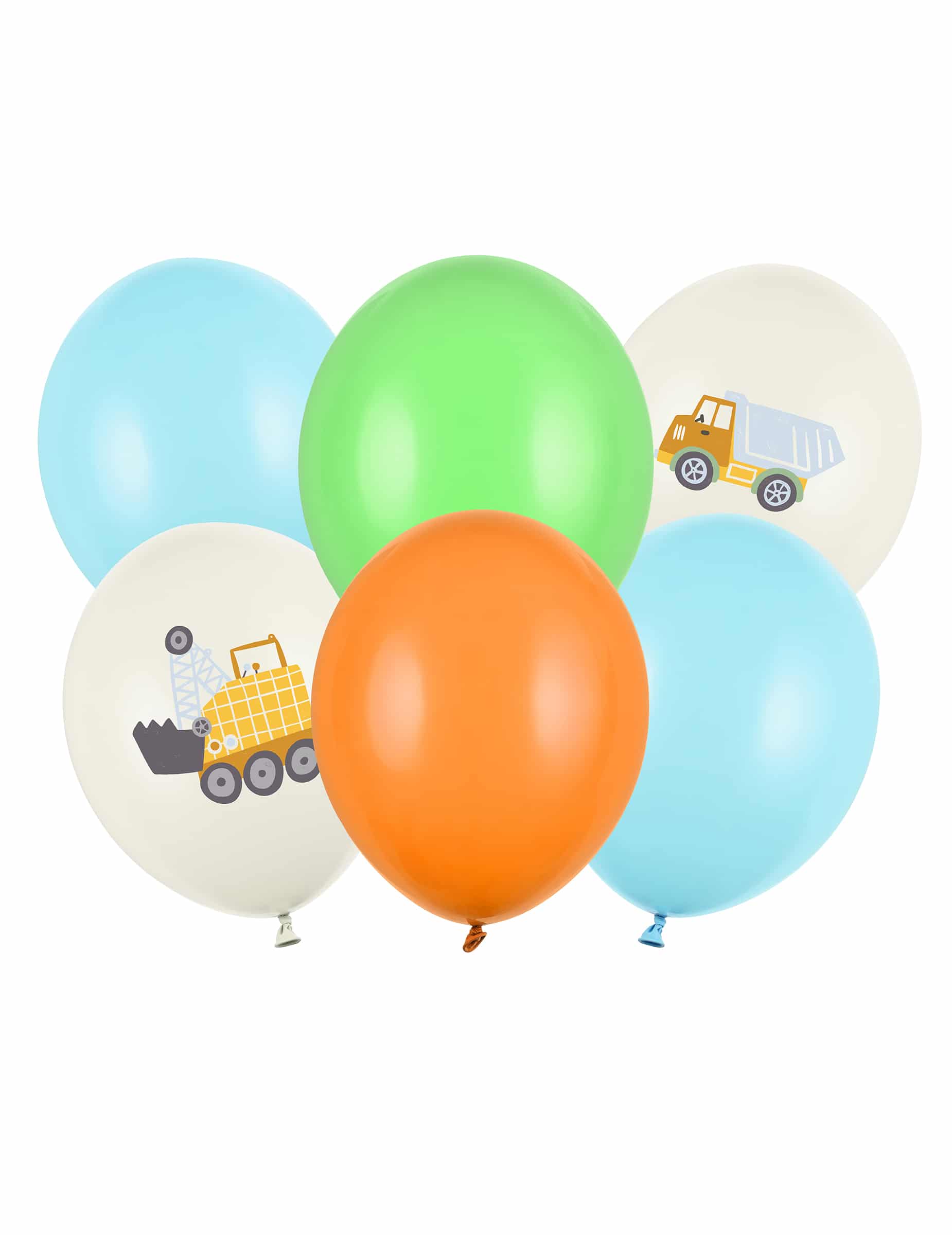 6 Latex-Luftballons Baustellenfahrzeuge 30 cm