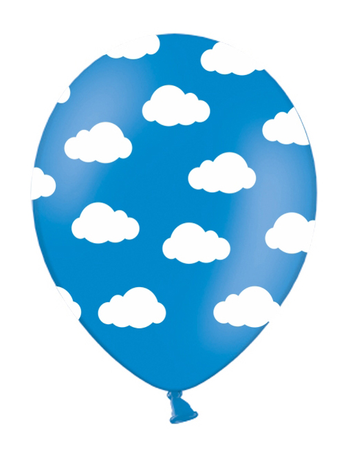 6 Latexballons Blau Weiße Wolken 30 cm