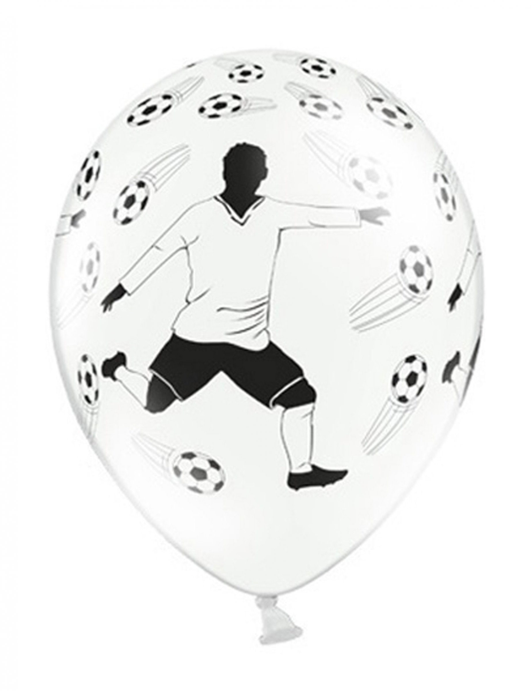6 Latexballons Fußball Motiv weiß 30 cm