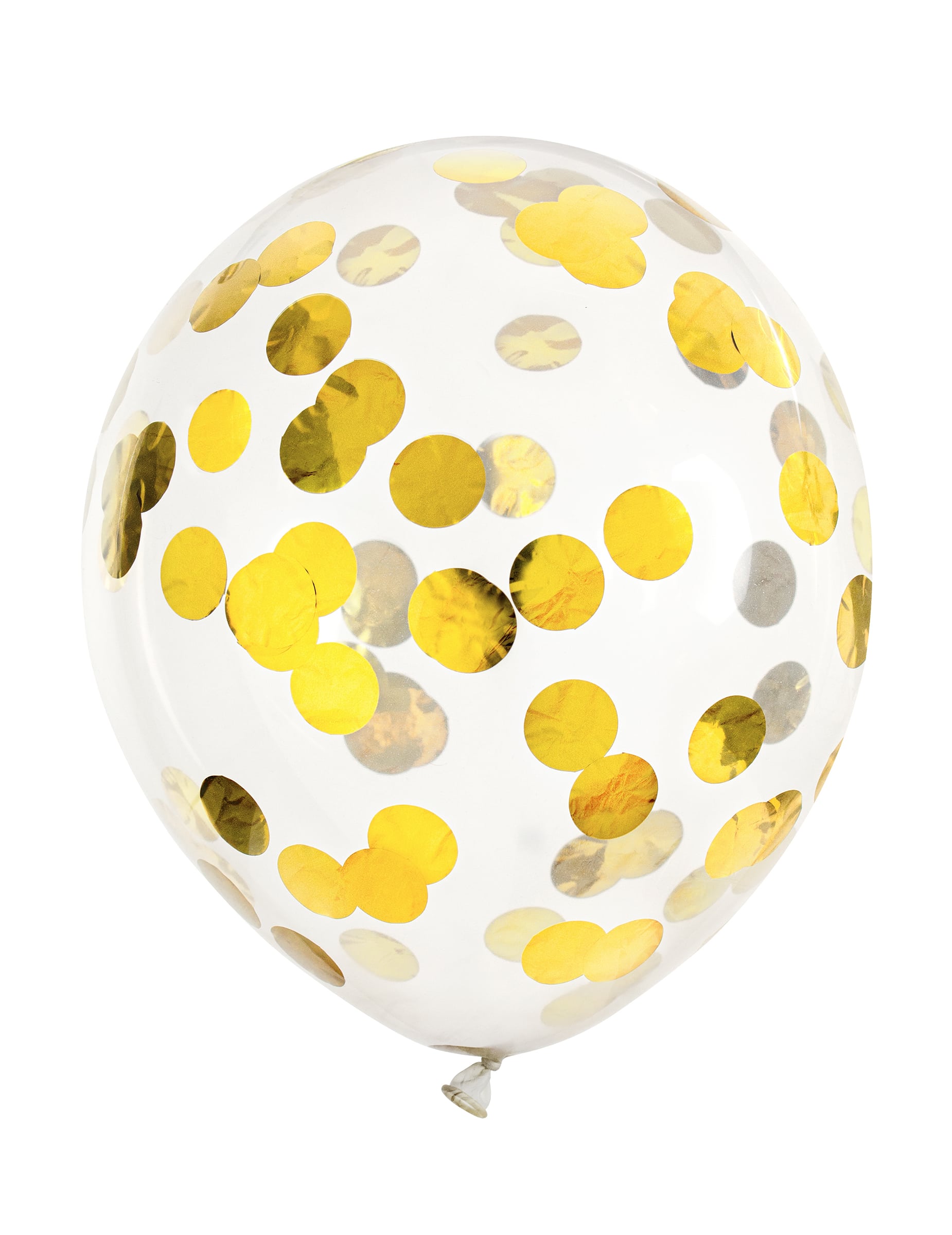 6 Latexballons Transparent Konfetti Gold