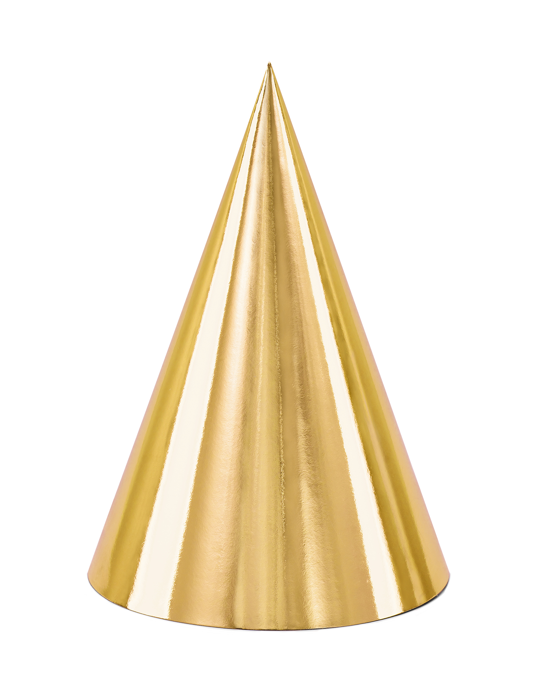 6 Partyhüte Gold aus Karton 16 cm