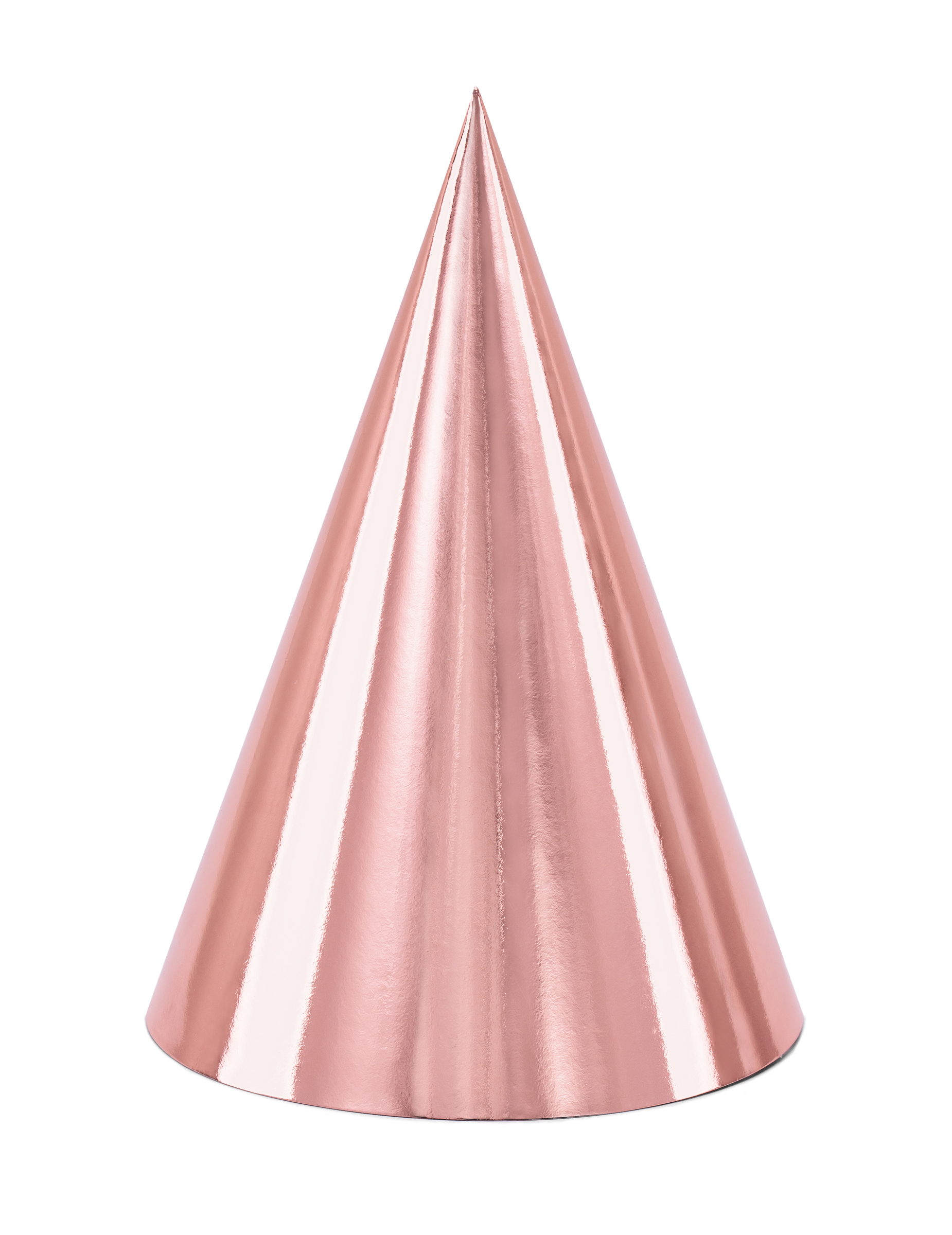 6 Partyhüte aus Pappe Roségold 16 cm für Geburtstage
