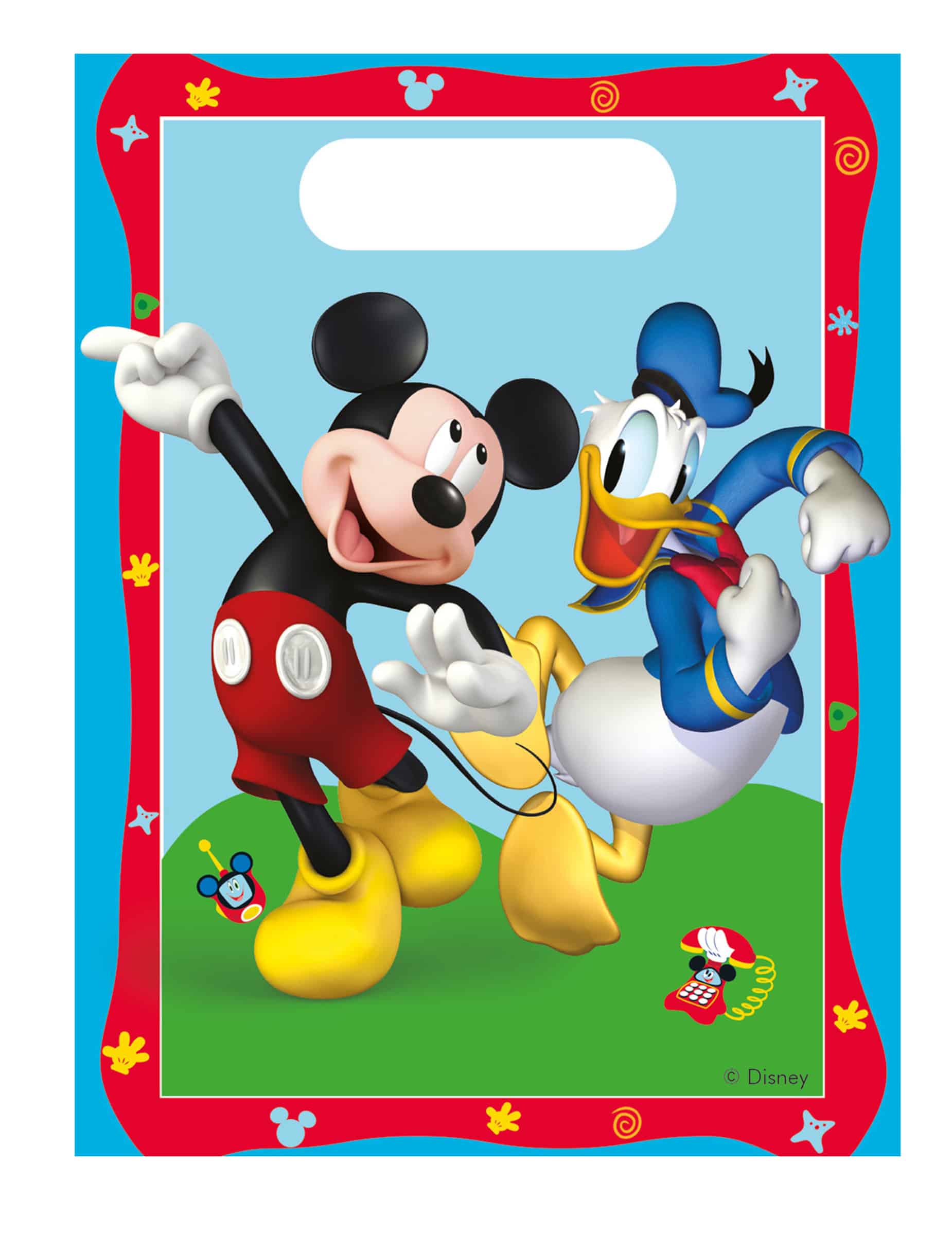 6 Partytüten Mickey Mouse Plastik
