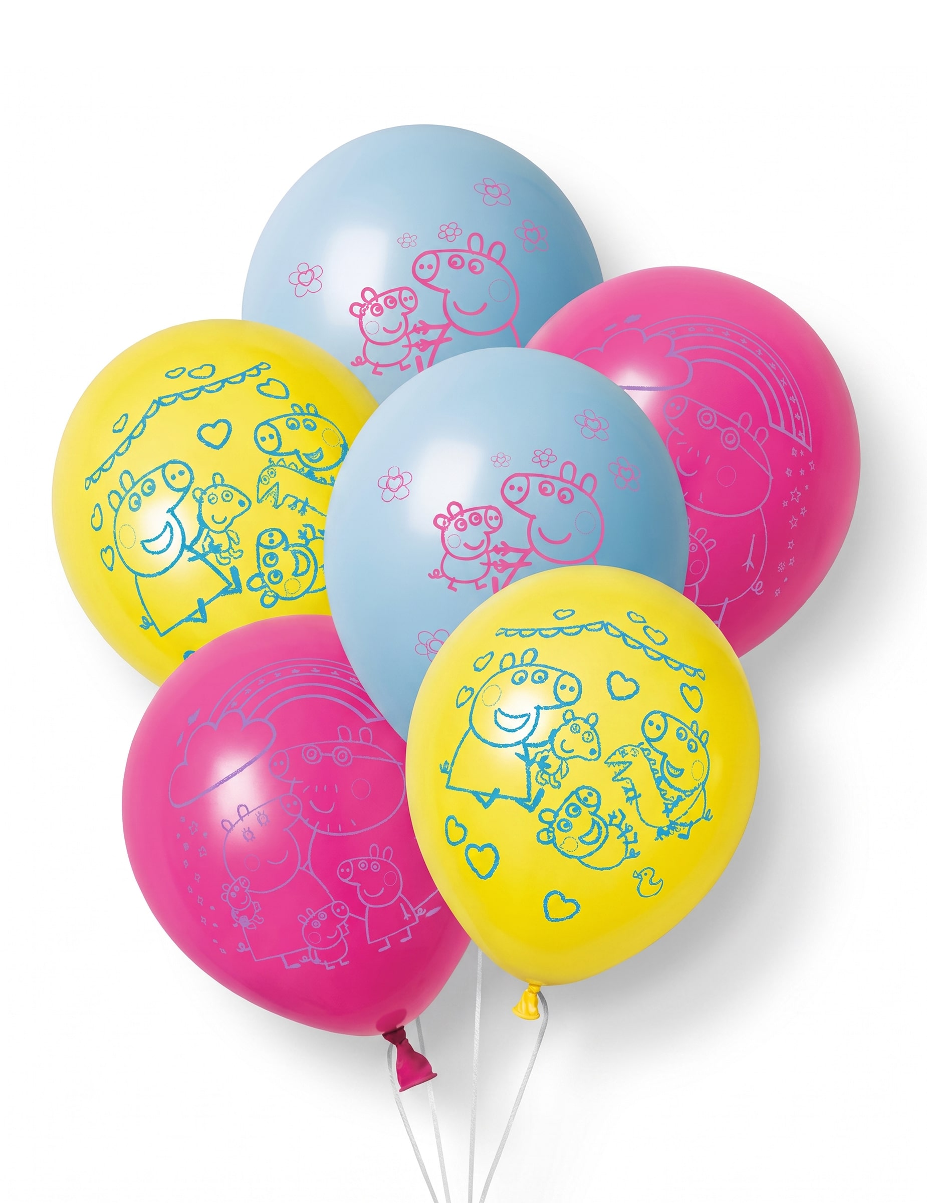 6 Peppa Wutz Latex-Ballons 30 cm