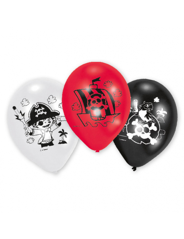 6 Piraten Luftballons aus Latex 22 cm Geburtstagsdeko