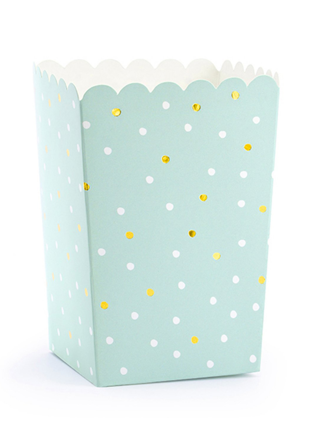 6 Popcorn-Boxen Mint gepunktet Karton 7 x 7 x 12