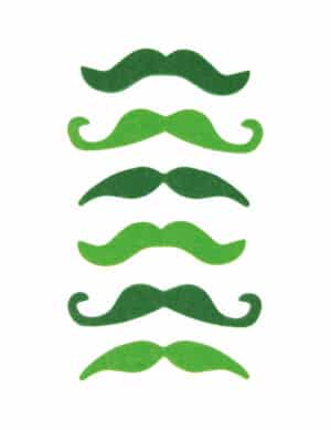 6 Schnurrbärte Set für Erwachsene grün Saint Patrick