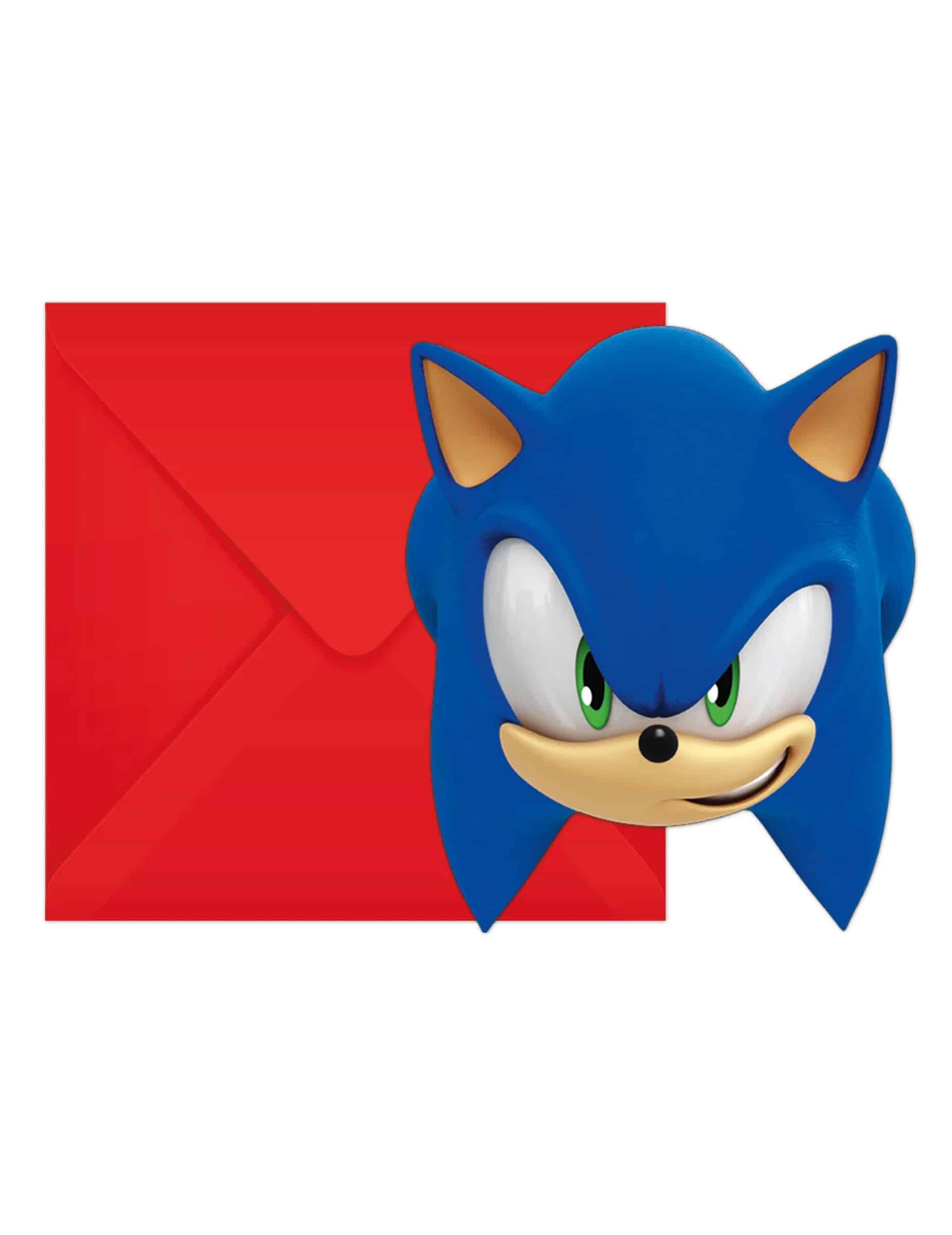 6 Sonic Einladungskarten mit Umschlägen