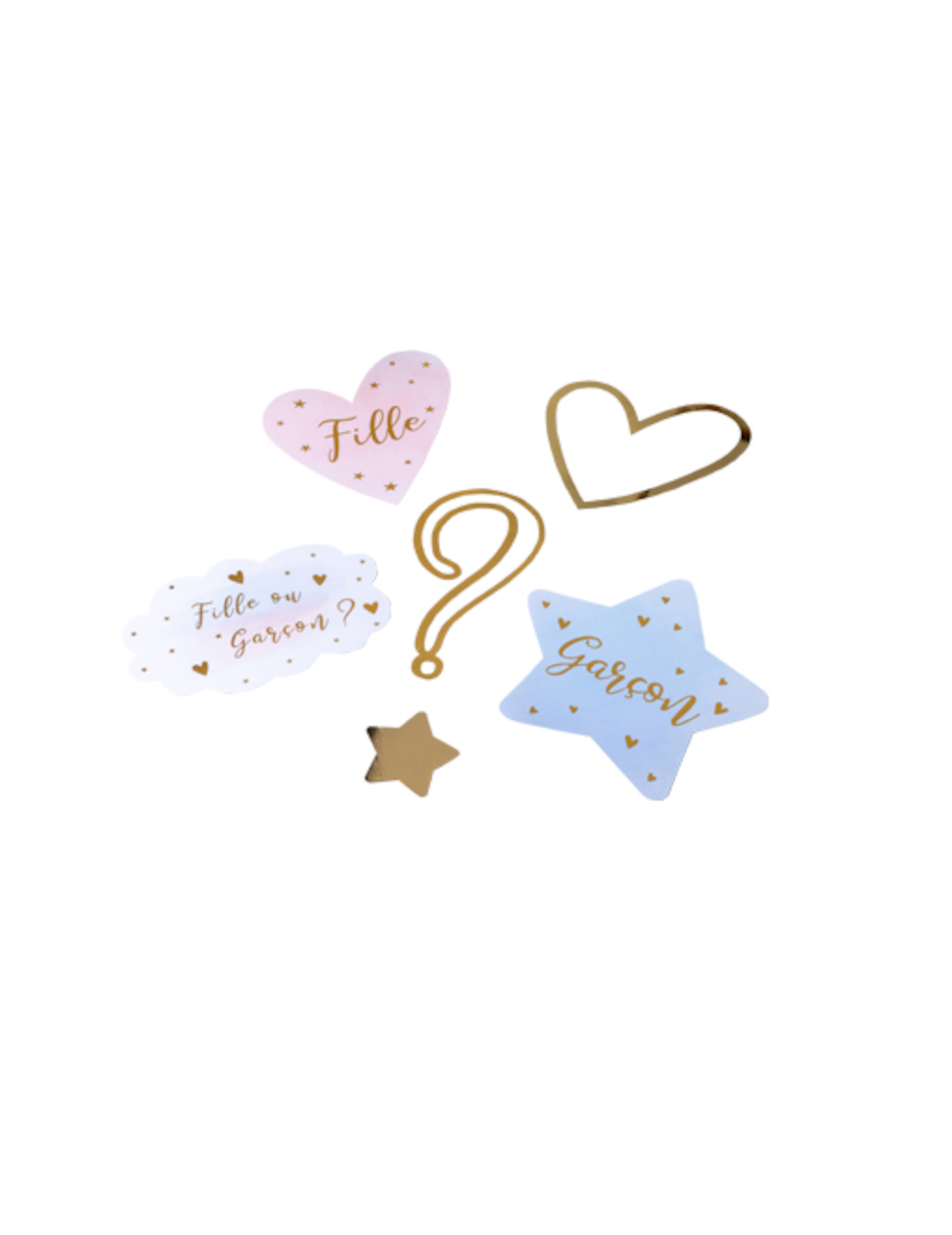 6 Tischdeko Boy or Girl rosa blau gold 6