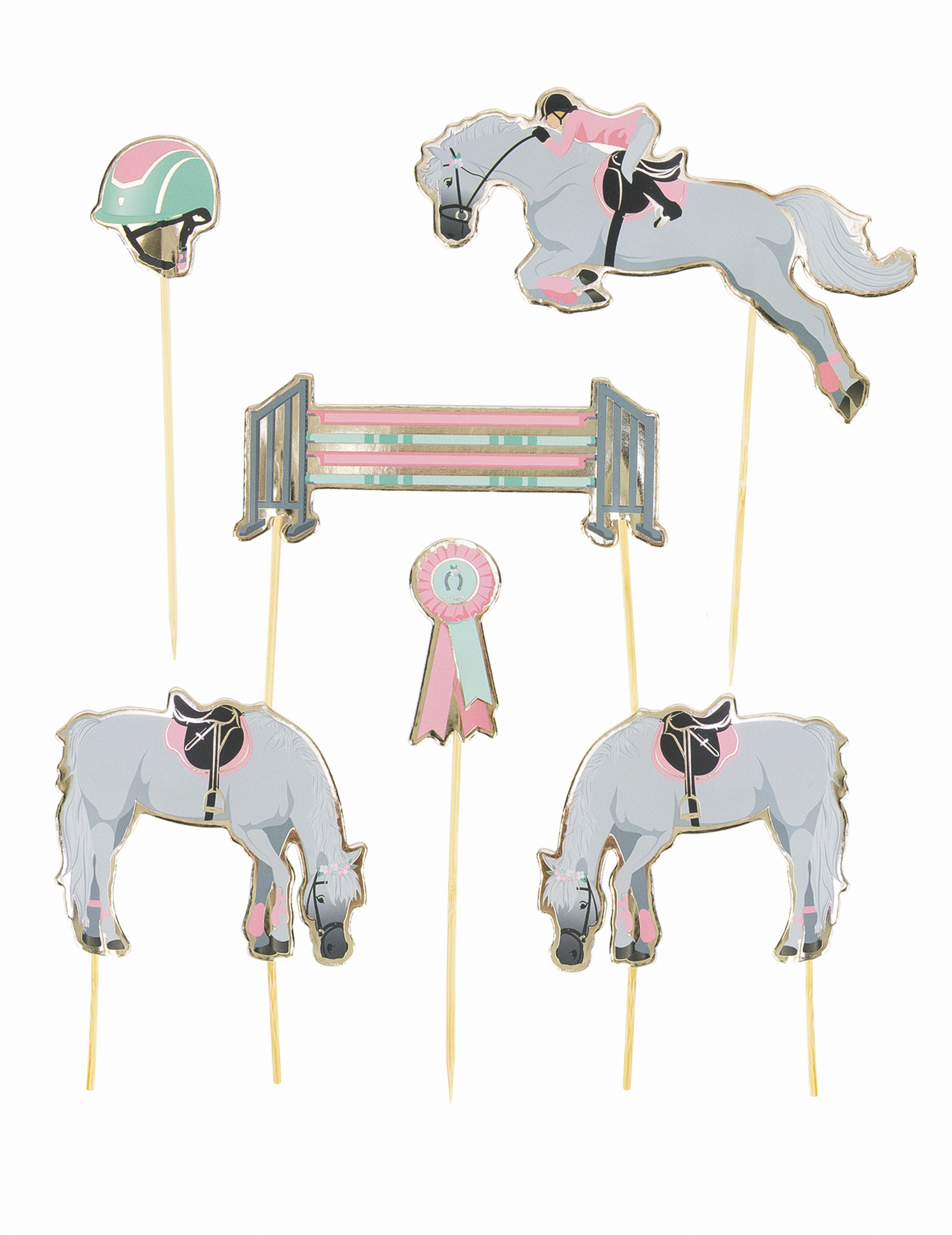 6 Tortendeko-Sets Pferd und Reiten