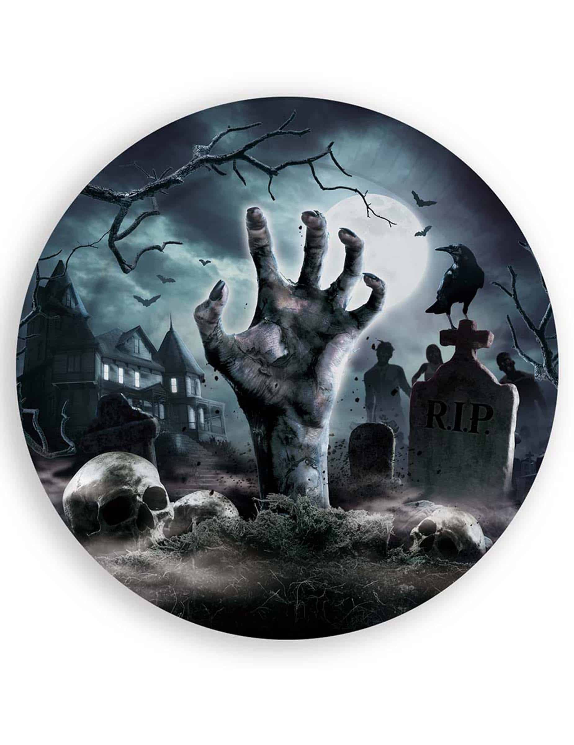 6 Zombie Teller grau 23 cm