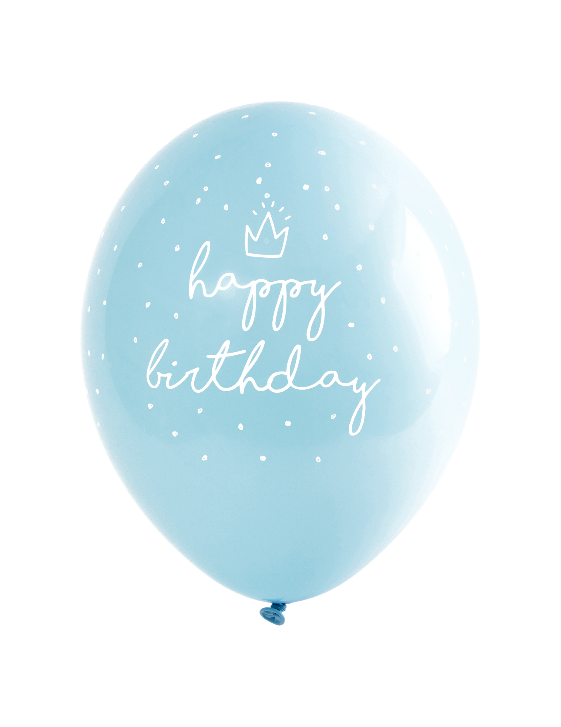 6 blaue Happy Birthday Latexballons 30 cm mit weißen Punkten