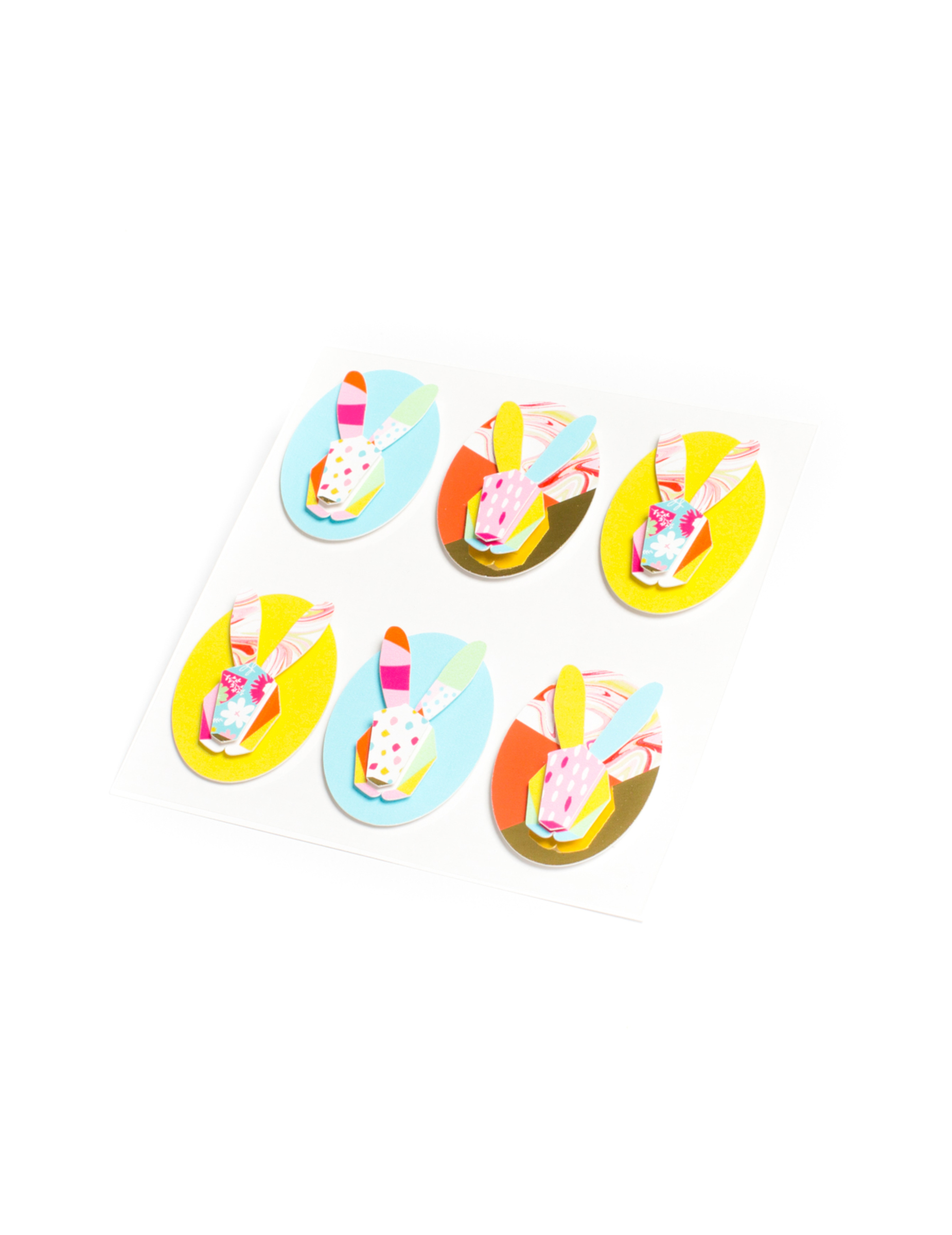 6 bunte Hasen-Sticker im Grafik-Stil 4