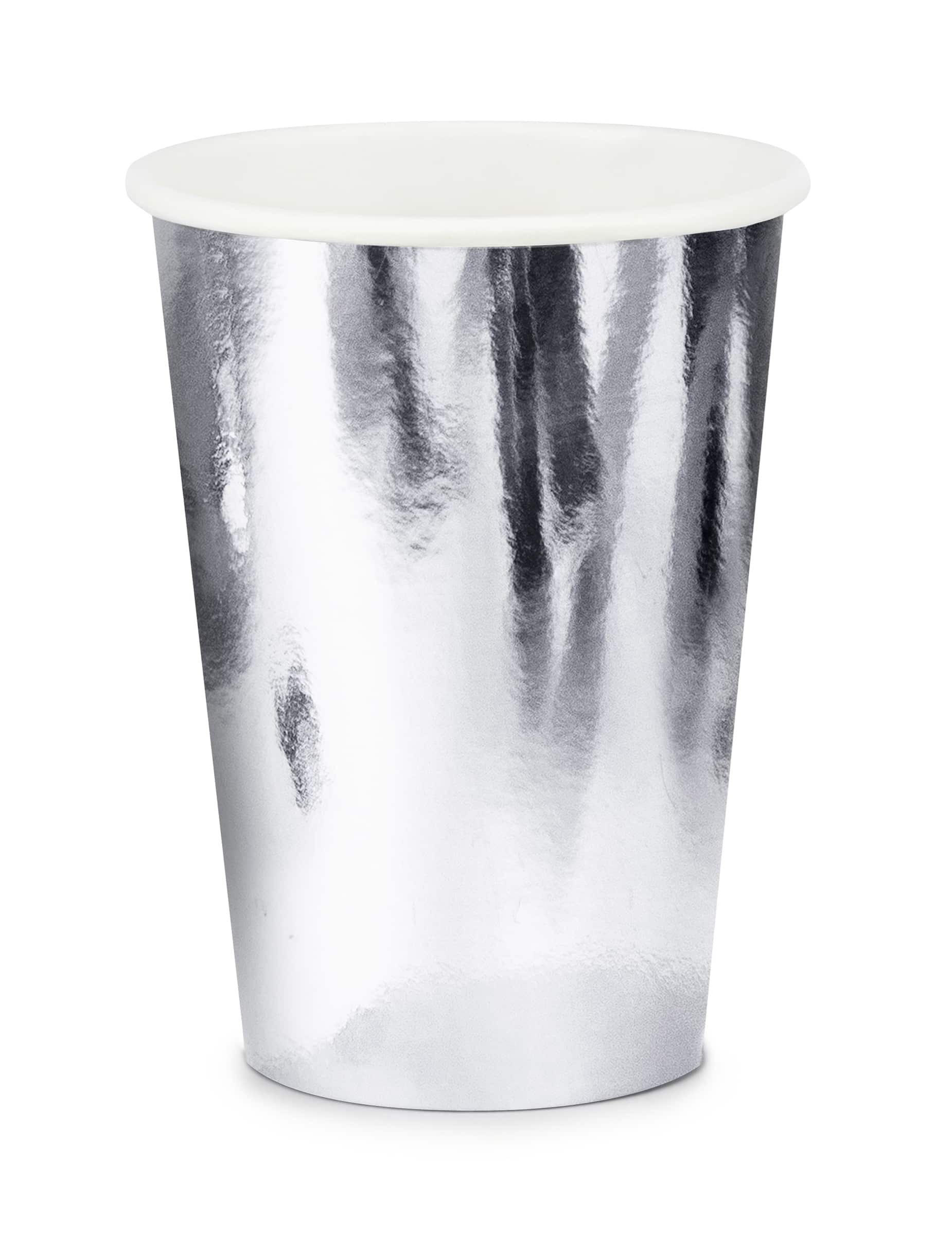 6 glänzende Becher in Silber 220 ml