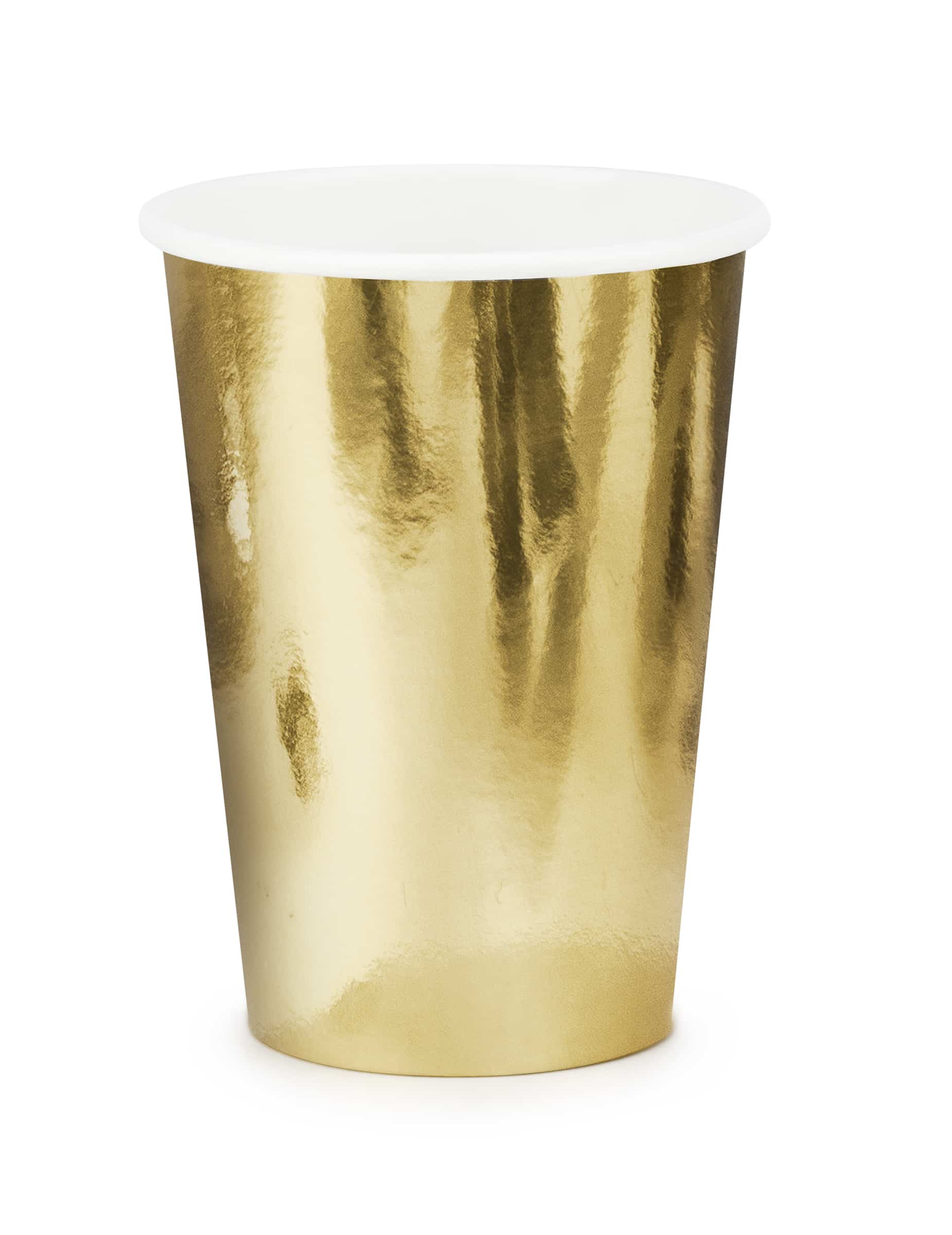 6 goldene Pappbecher glänzend 220 ml
